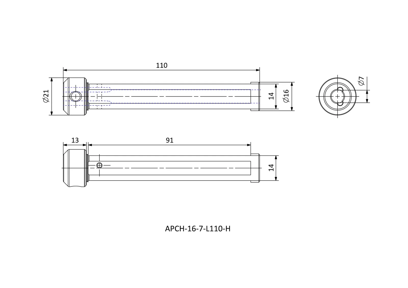 APCH-16-7-L110-H &mdash; dimensioned drawing