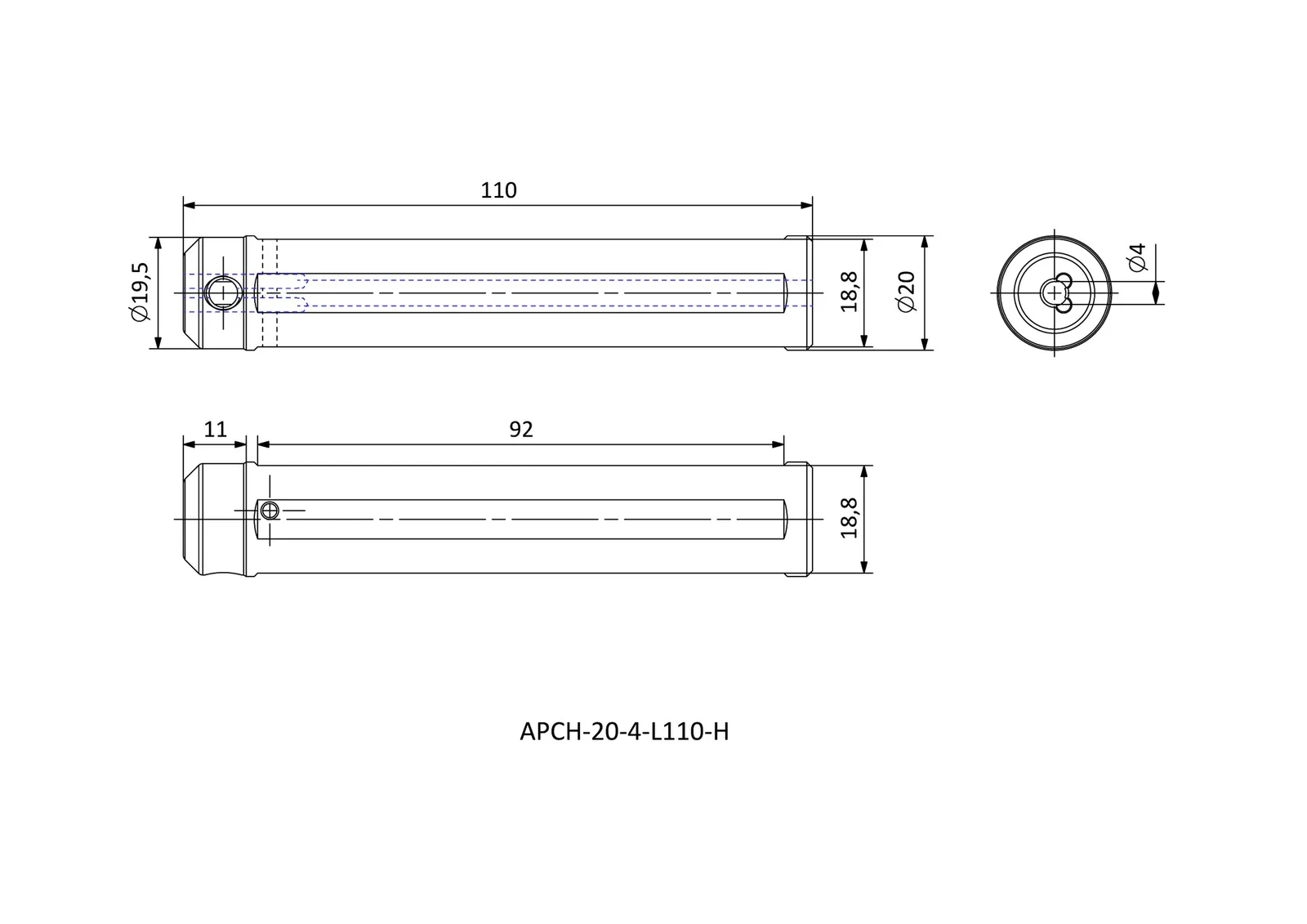 APCH-20-4-L110-H &mdash; dimensioned drawing