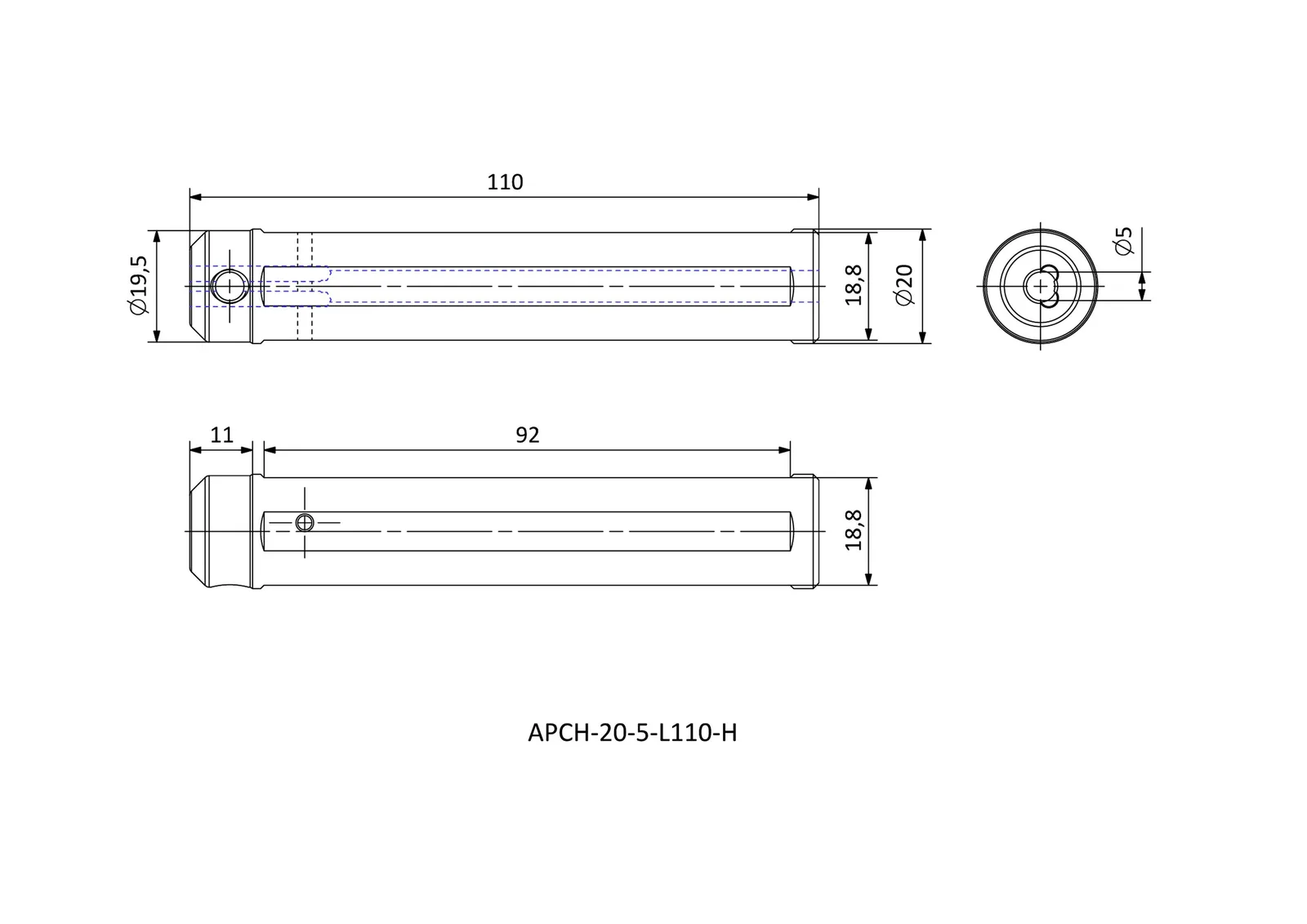 APCH-20-5-L110-H &mdash; dimensioned drawing