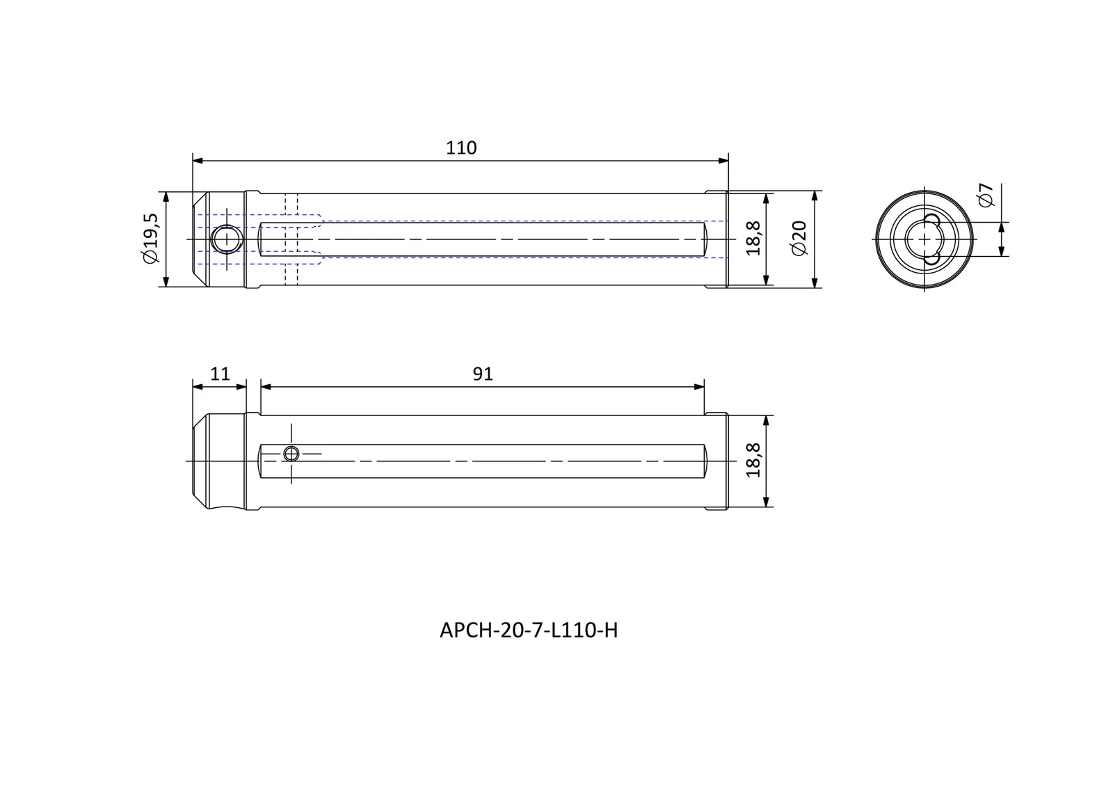 APCH-20-7-L110-H &mdash; dimensioned drawing