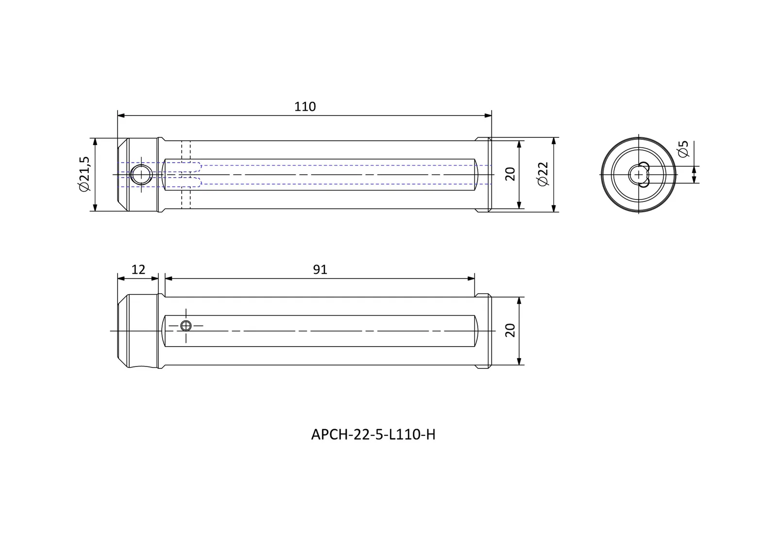 APCH-22-5-L110-H &mdash; dimensioned drawing