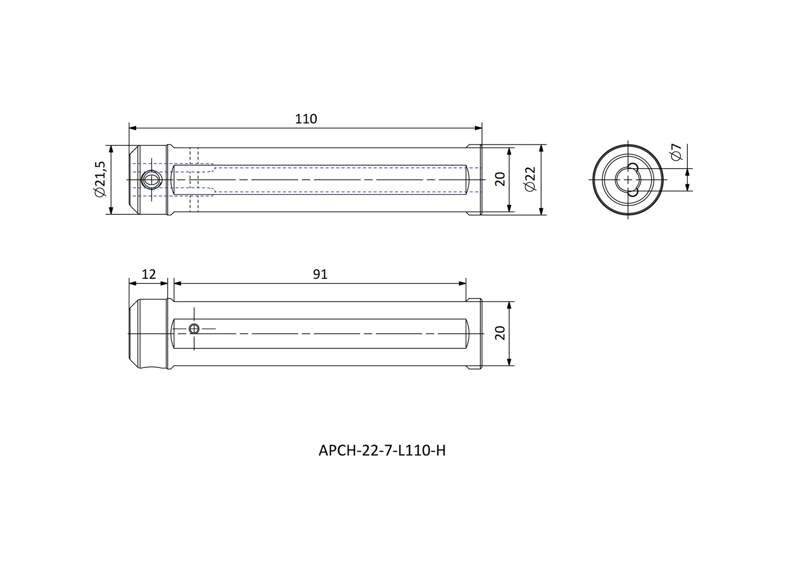 APCH-22-7-L110-H &mdash; dimensioned drawing