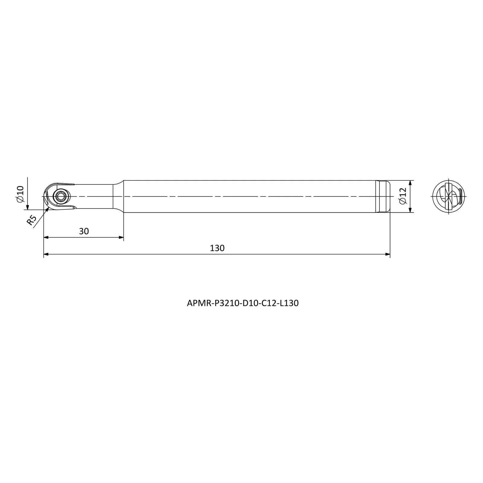 APMR-P3210-D10-C12-L130 &mdash; dimensioned drawing