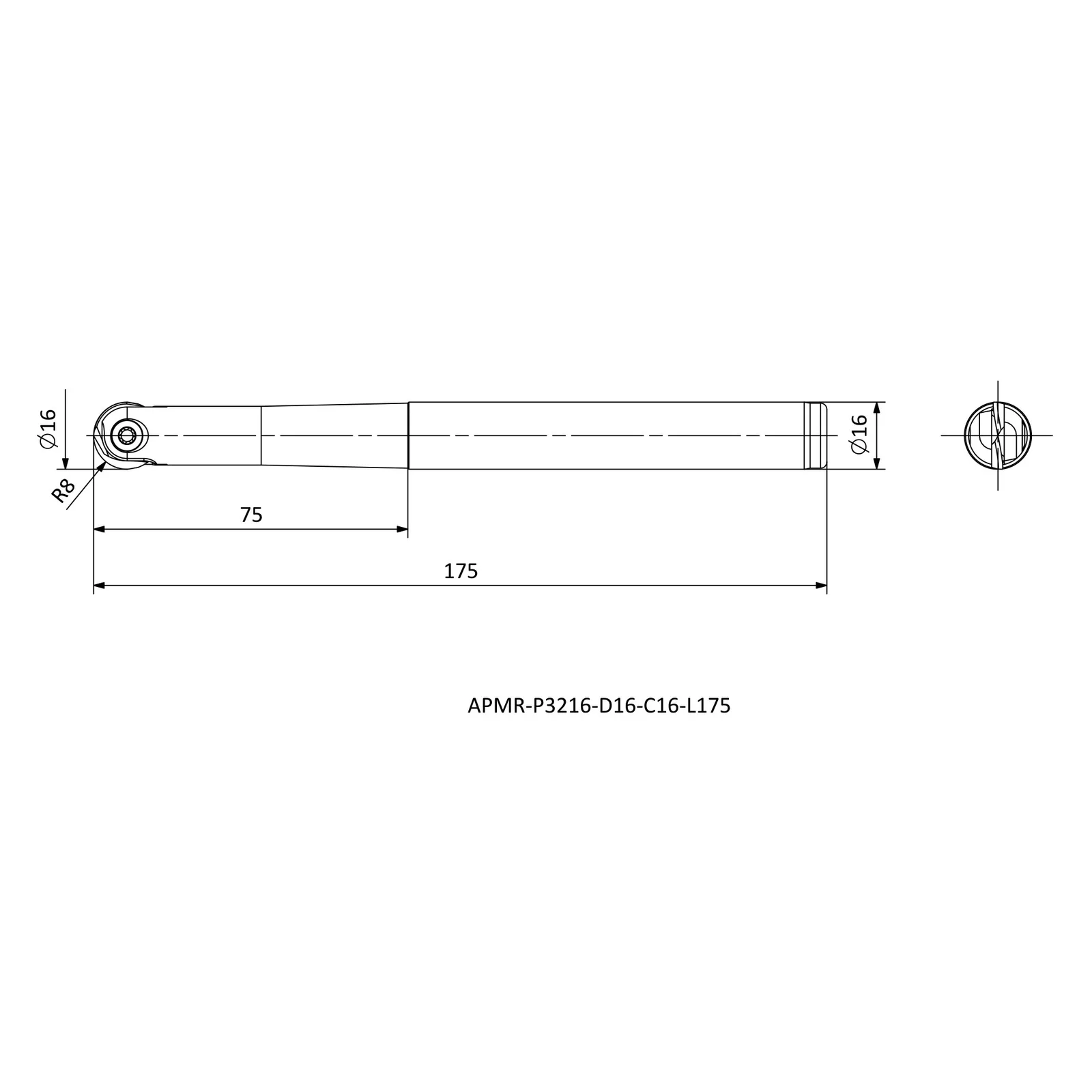 APMR-P3216-D16-C16-L175 &mdash; dimensioned drawing