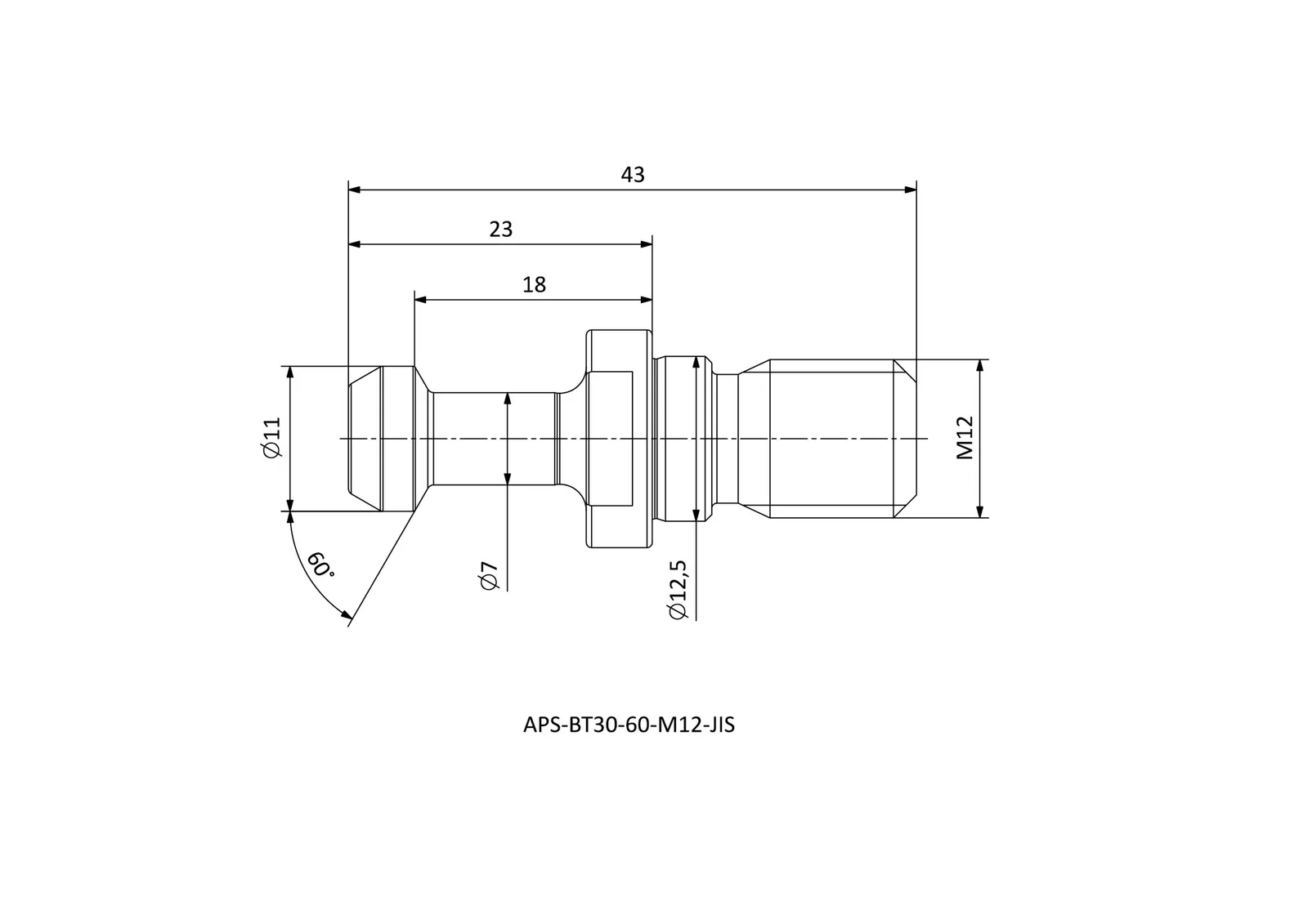 APS-BT30-60-M12-JIS &mdash; dimensioned drawing