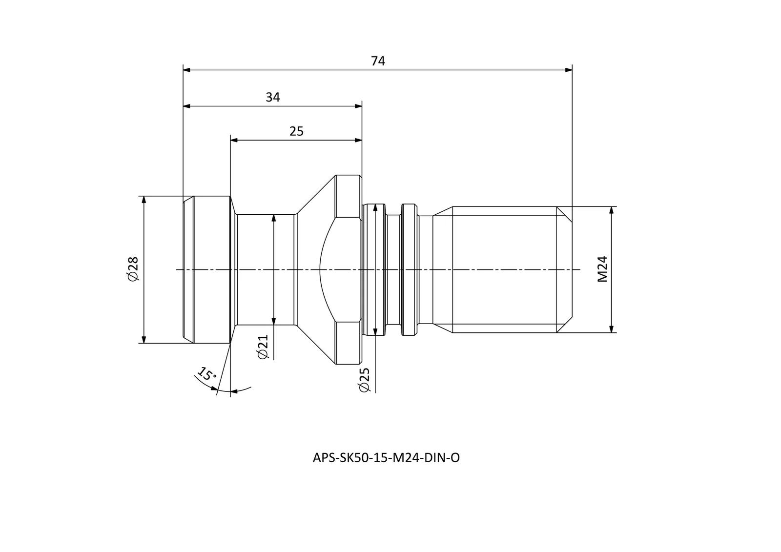 APS-SK50-15-M24-DIN-O &mdash; dimensioned drawing