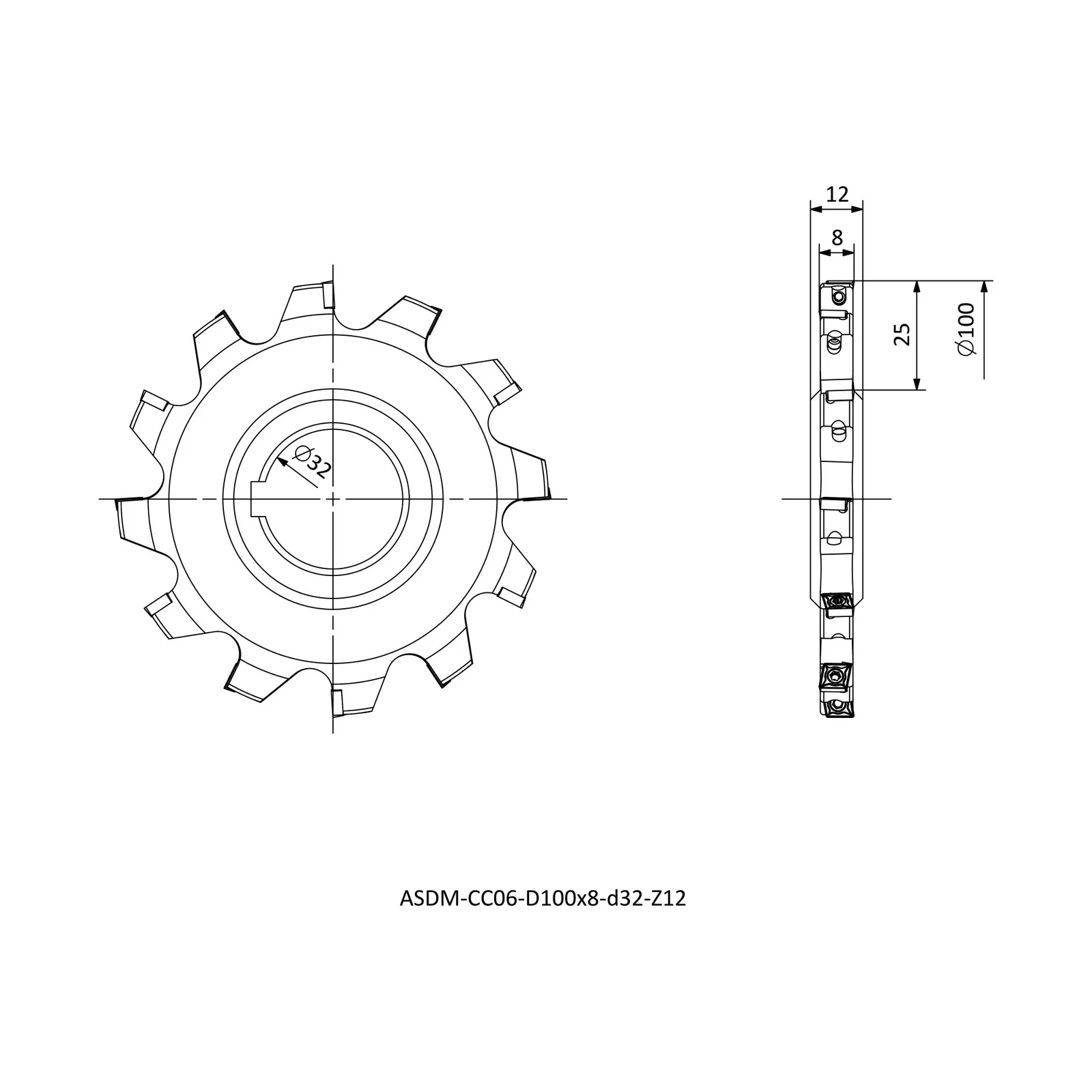 ASDM-CC06-D100x8-d32-Z12 &mdash; dimensioned drawing