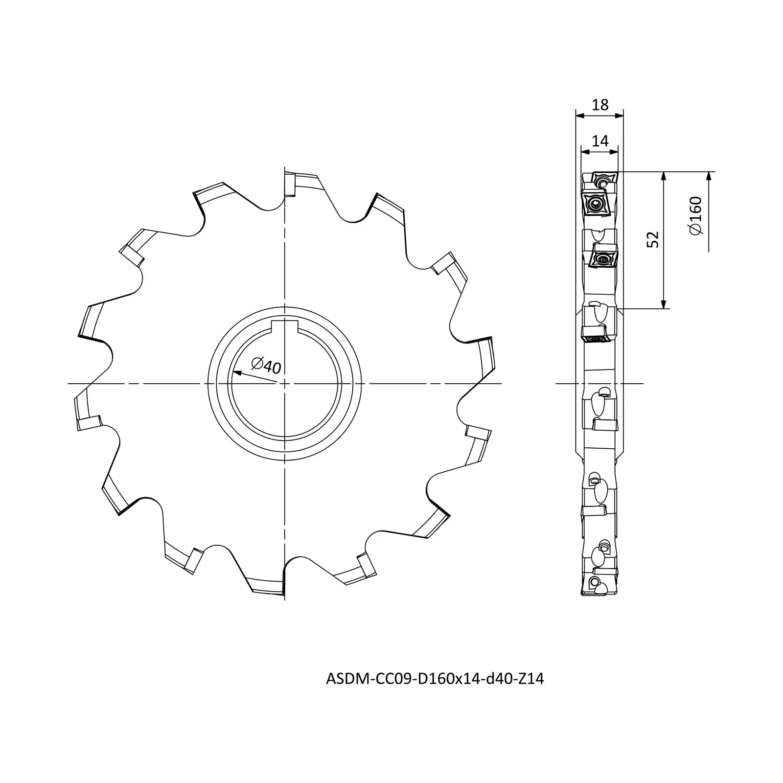 ASDM-CC09-D160x14-d40-Z14 &mdash; dimensioned drawing