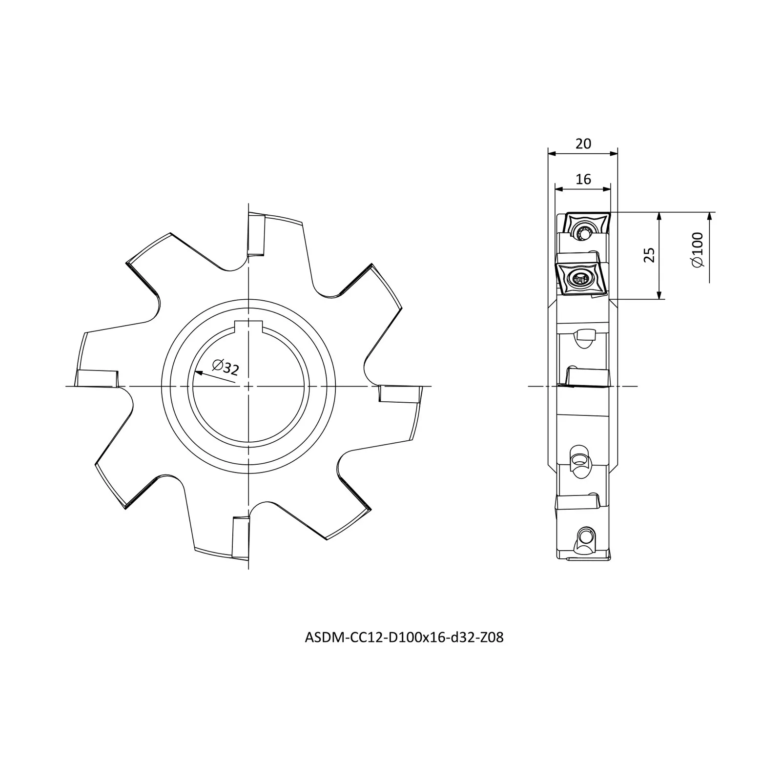 ASDM-CC12-D100x16-d32-Z08 &mdash; dimensioned drawing
