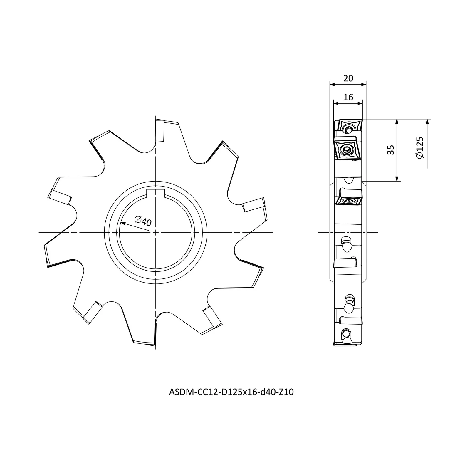 ASDM-CC12-D125x16-d40-Z10 &mdash; dimensioned drawing