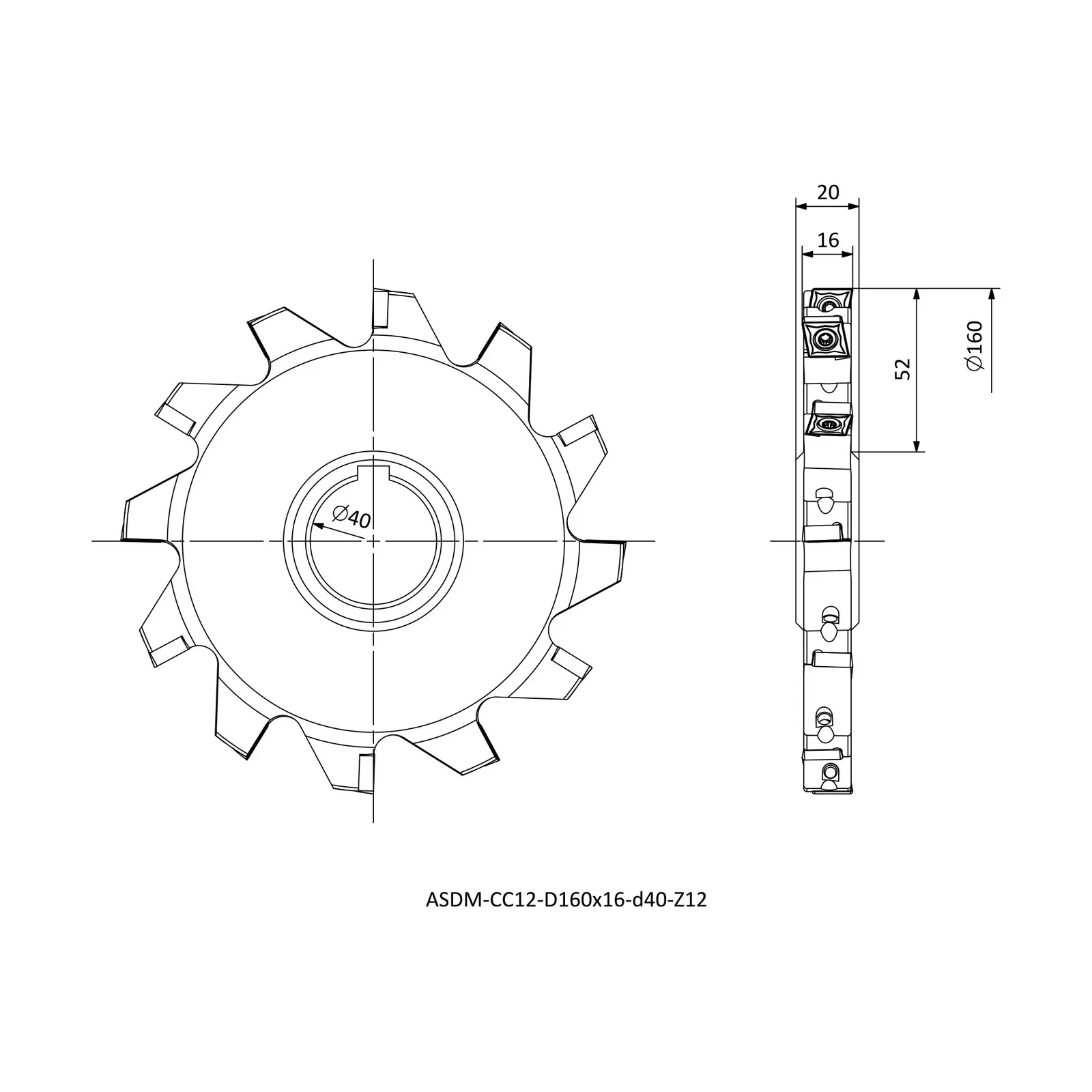 ASDM-CC12-D160x16-d40-Z12 &mdash; dimensioned drawing