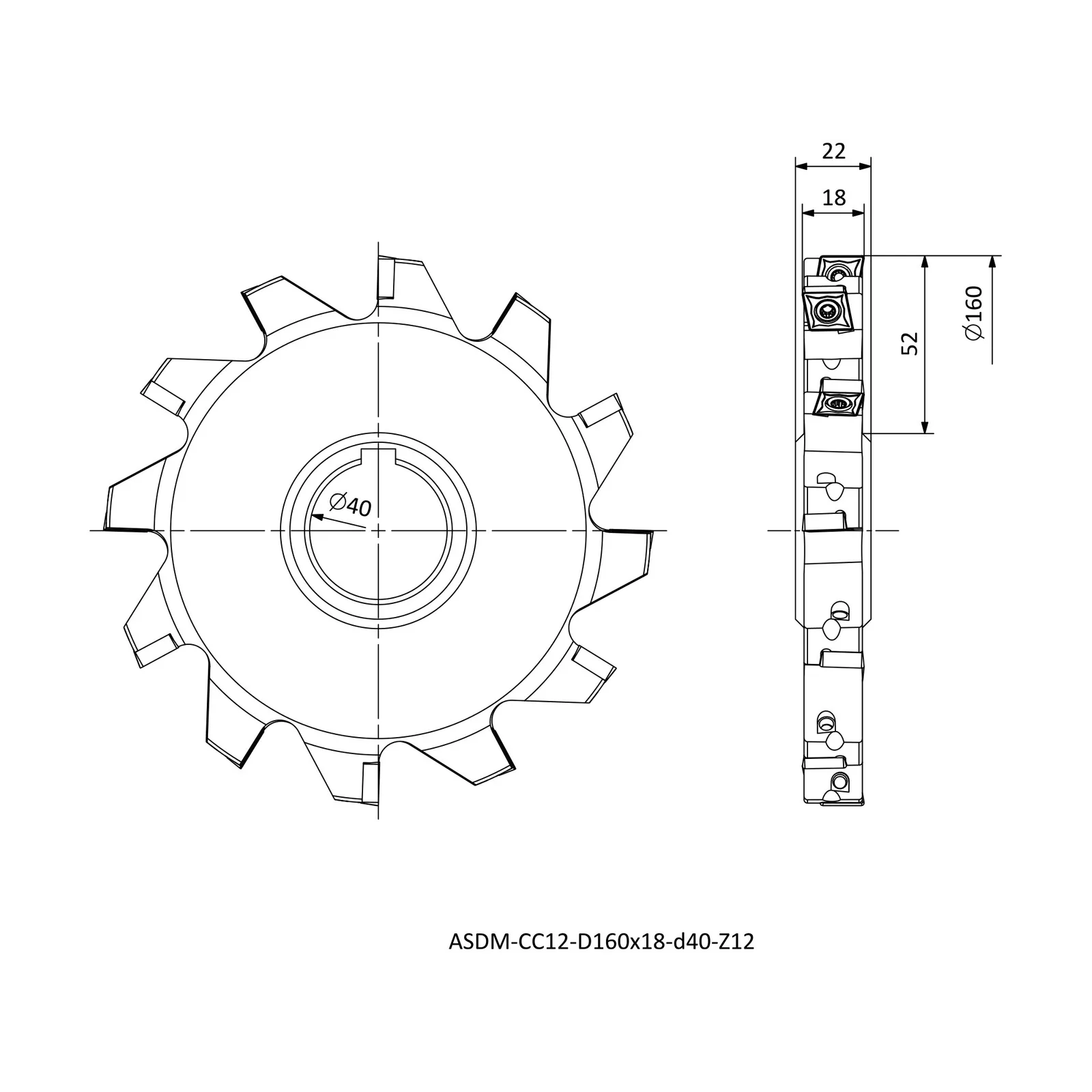 ASDM-CC12-D160x18-d40-Z12 &mdash; dimensioned drawing