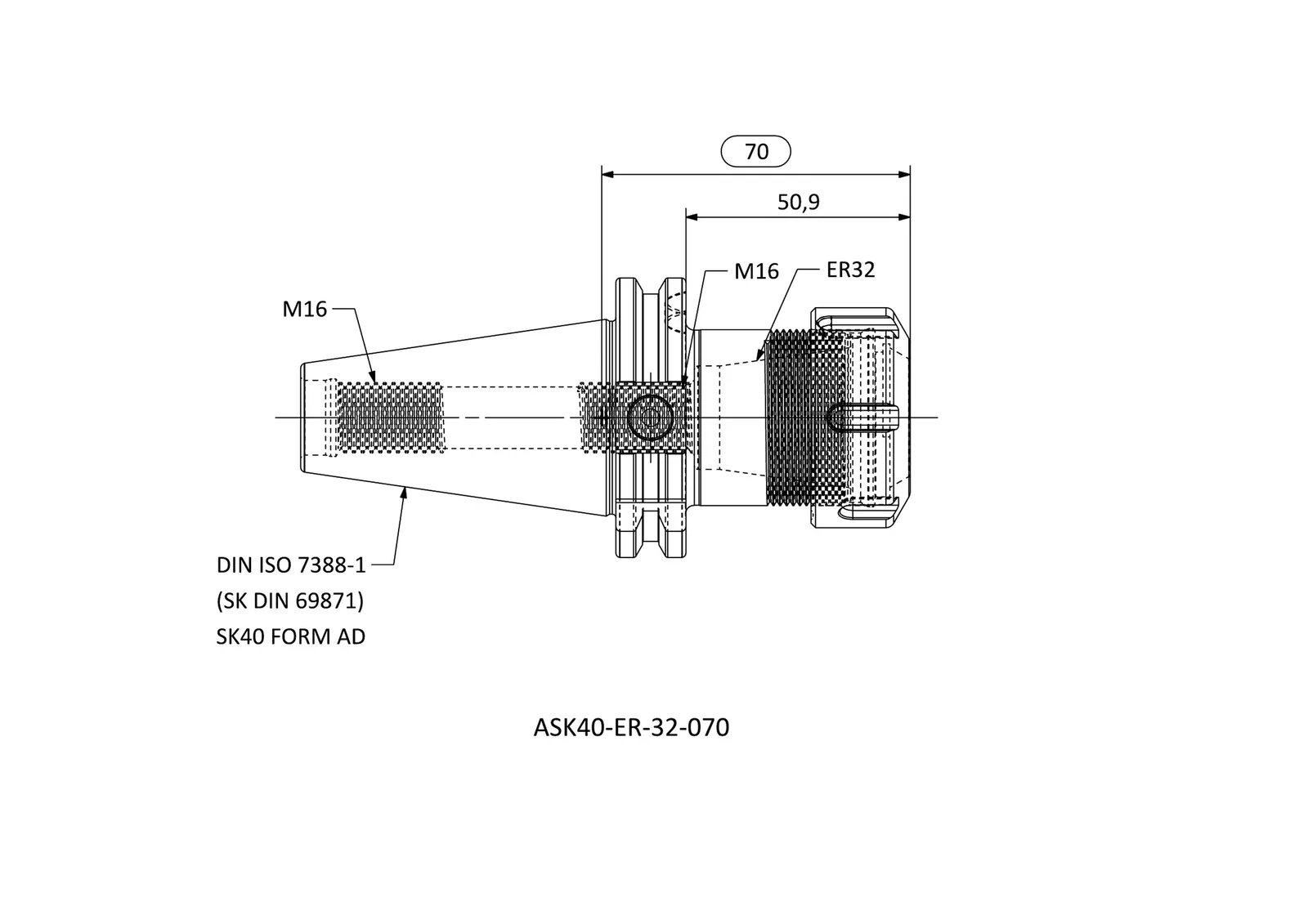 ASK40-ER-32-070 &mdash; dimensioned drawing