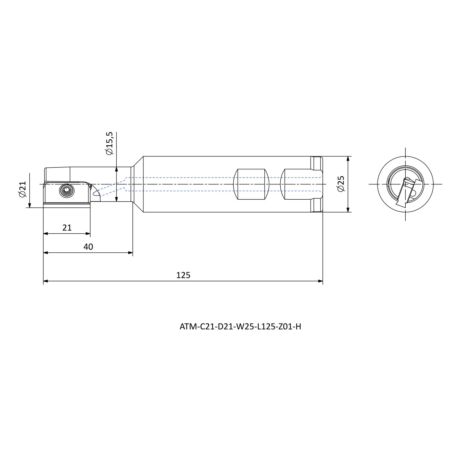 ATM-C21-D21-W25-L125-Z01-H &mdash; dimensioned drawing