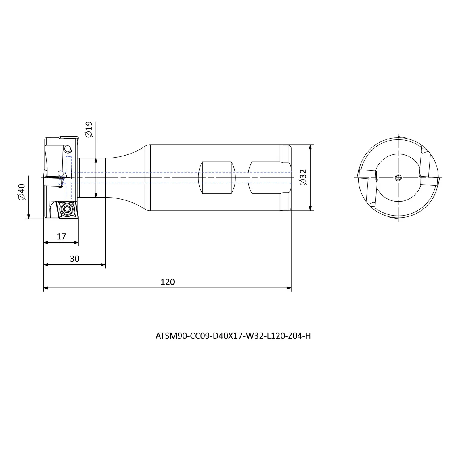 ATSM90-CC09-D40X17-W32-L120-Z04-H &mdash; dimensioned drawing
