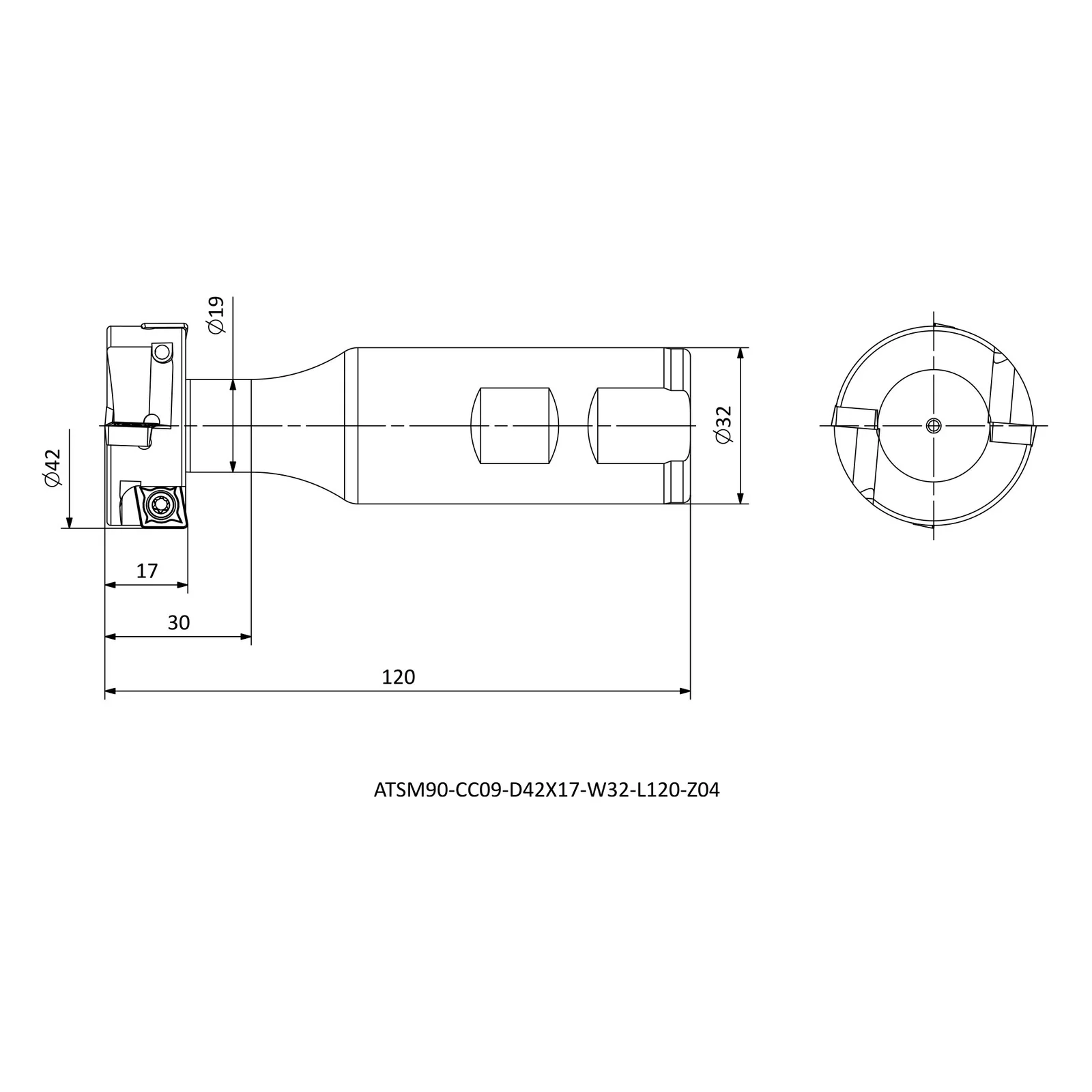 ATSM90-CC09-D42X17-W32-L120-Z04 &mdash; dimensioned drawing