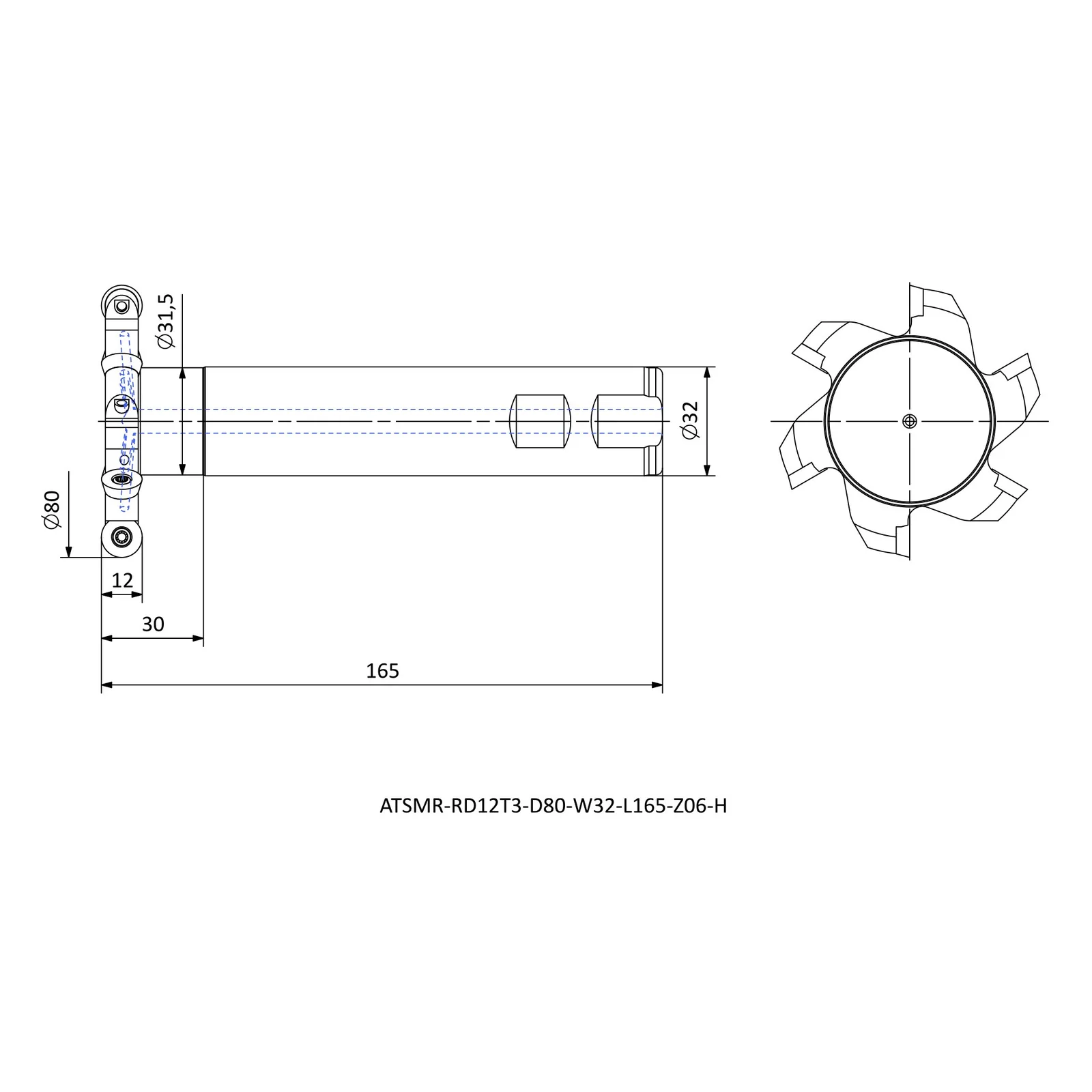 ATSMR-RD12T3-D80-W32-L165-Z06-H &mdash; dimensioned drawing
