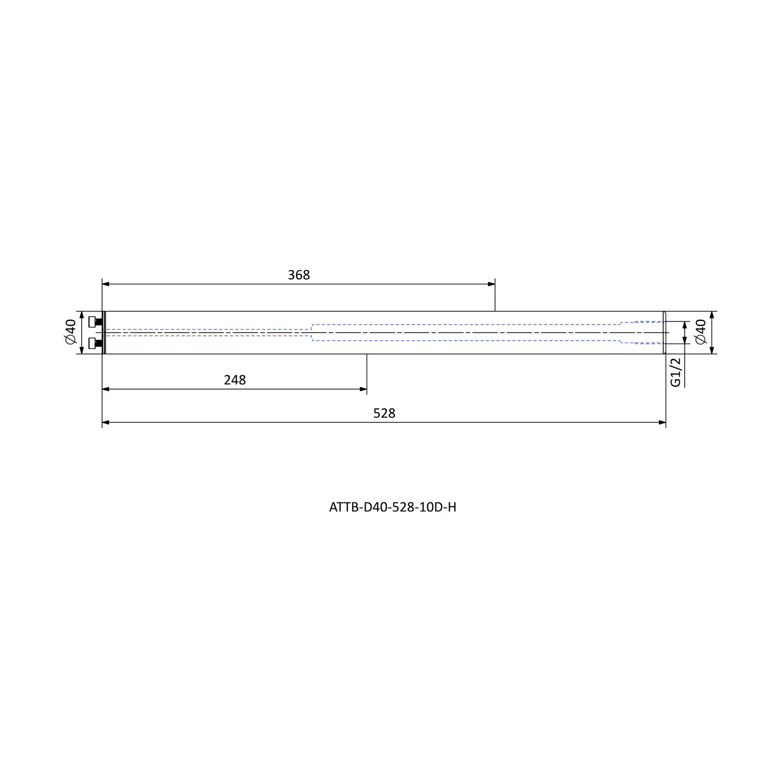 ATTB-D40-528-10D-H &mdash; dimensioned drawing