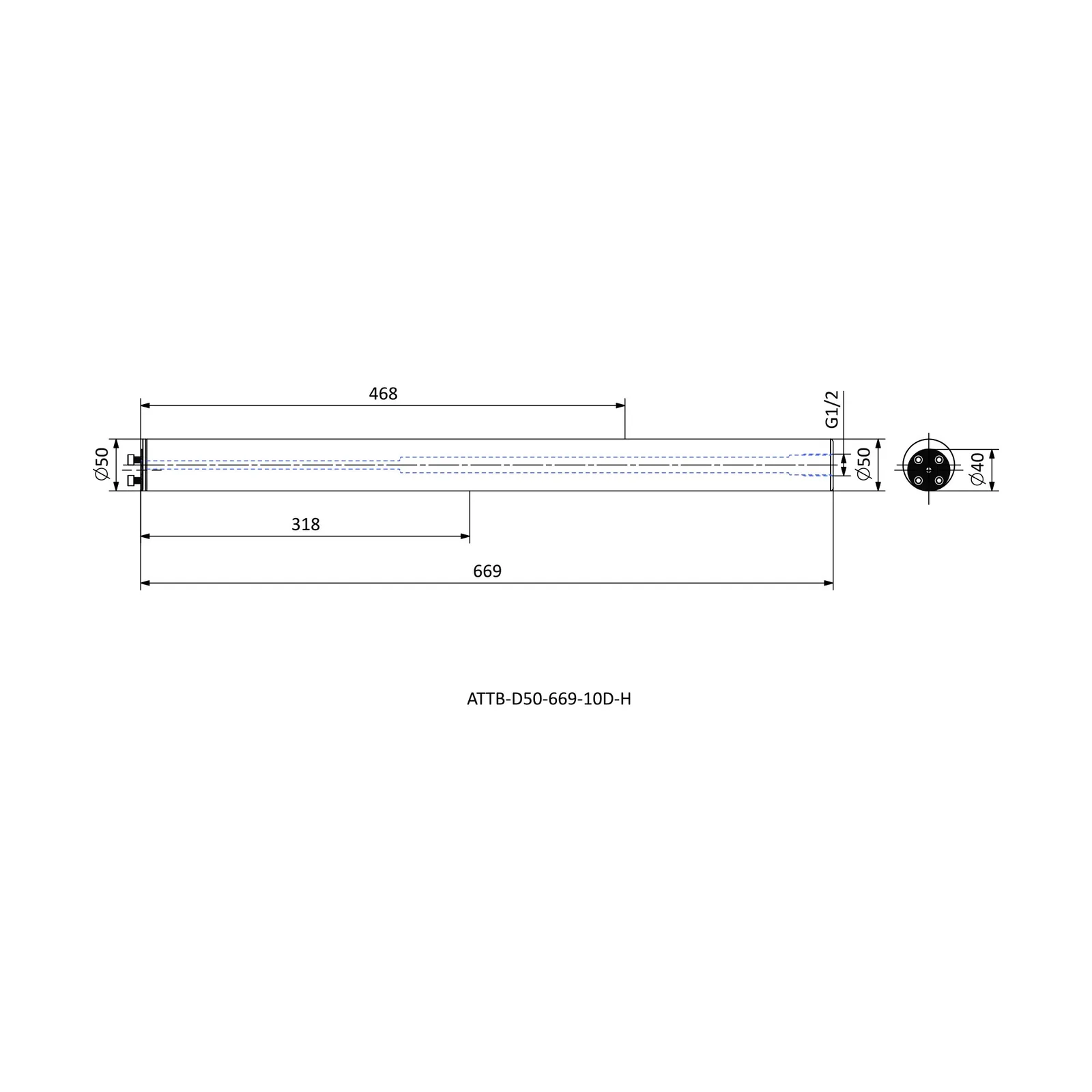 ATTB-D50-669-10D-H &mdash; dimensioned drawing