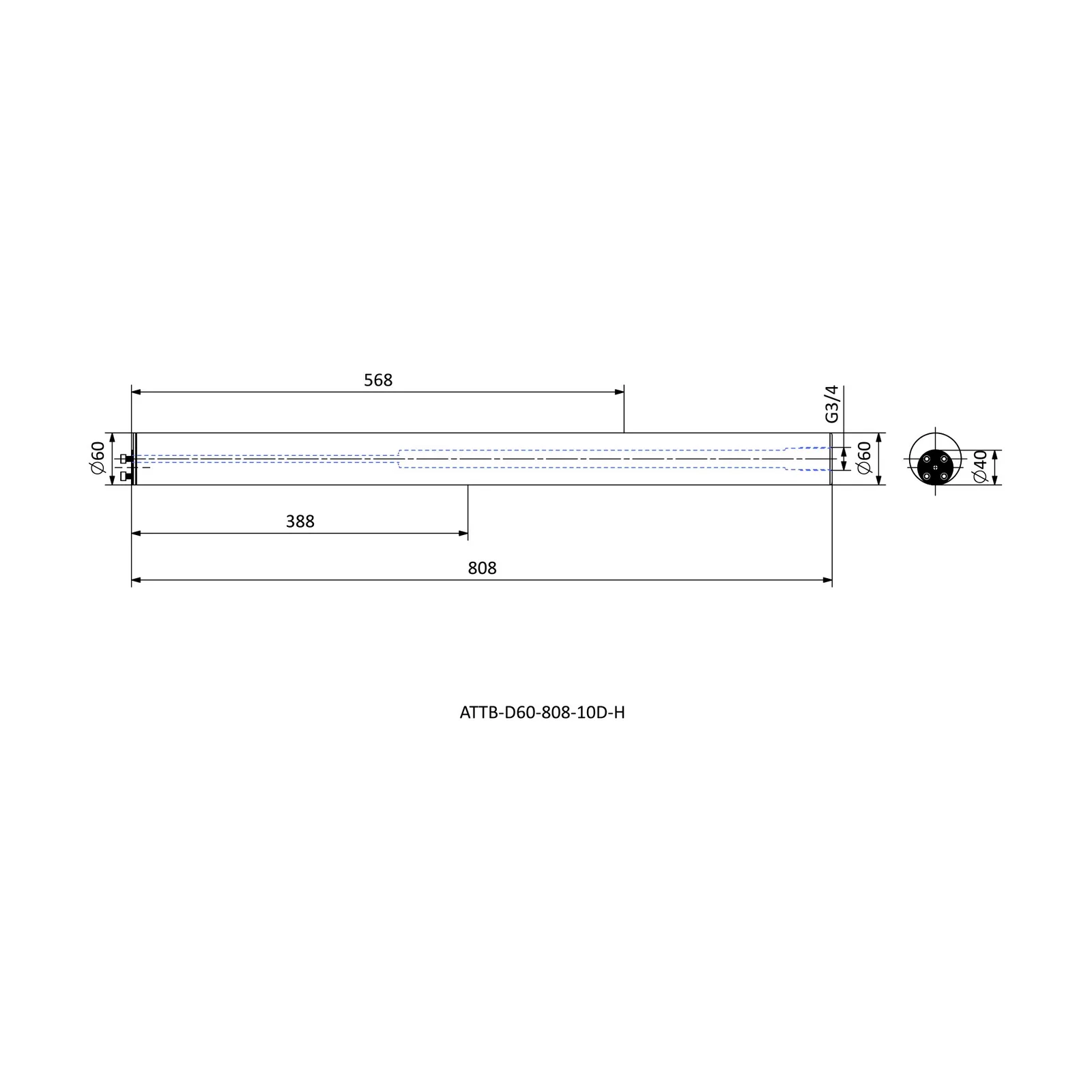 ATTB-D60-808-10D-H &mdash; dimensioned drawing