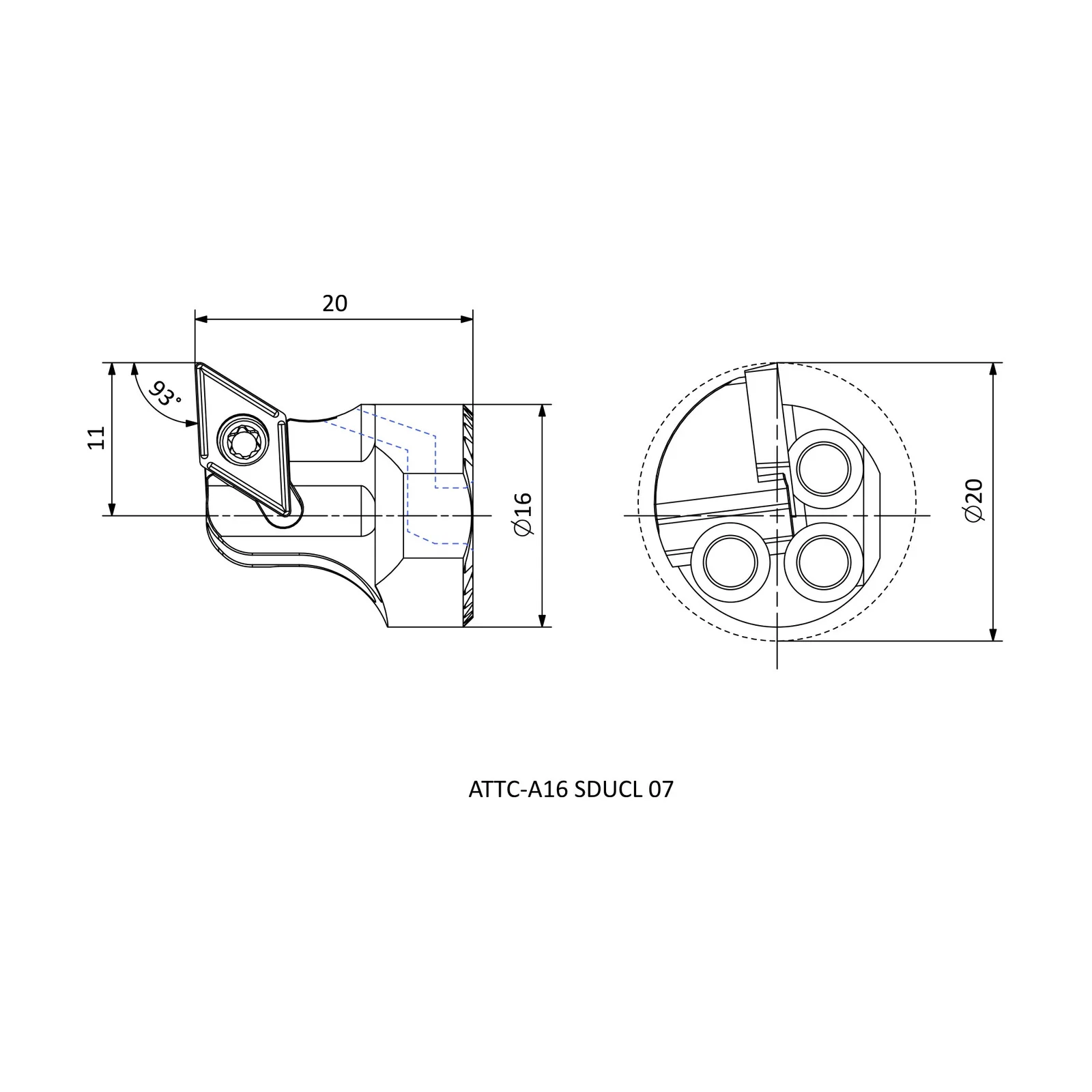 ATTC-A16 SDUCL 07 &mdash; dimensioned drawing