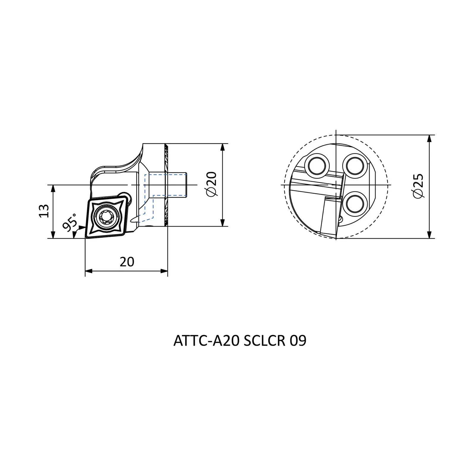 ATTC-A20 SCLCR 09 &mdash; dimensioned drawing