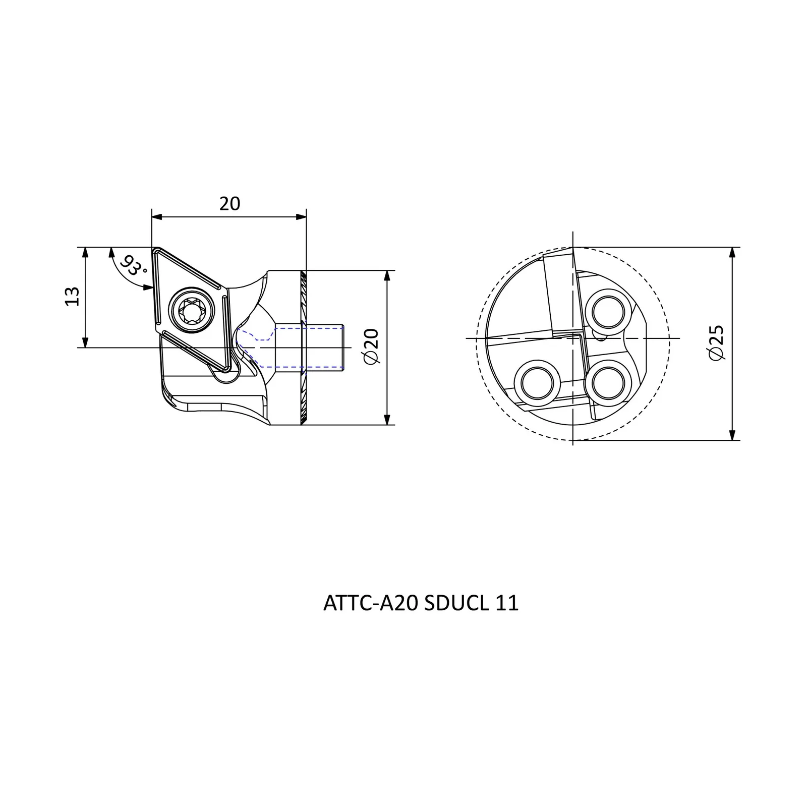 ATTC-A20 SDUCL 11 &mdash; dimensioned drawing