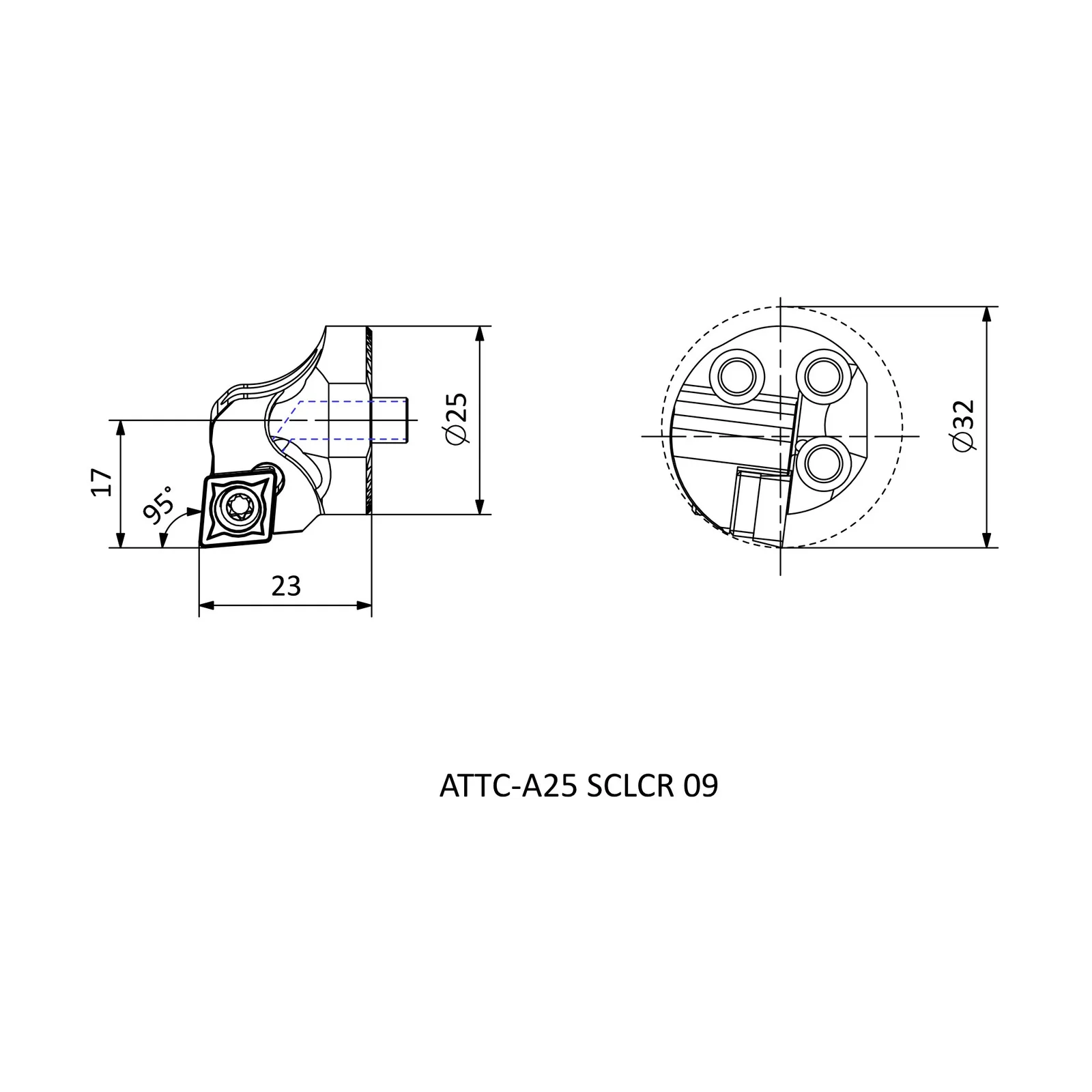 ATTC-A25 SCLCR 09 &mdash; dimensioned drawing