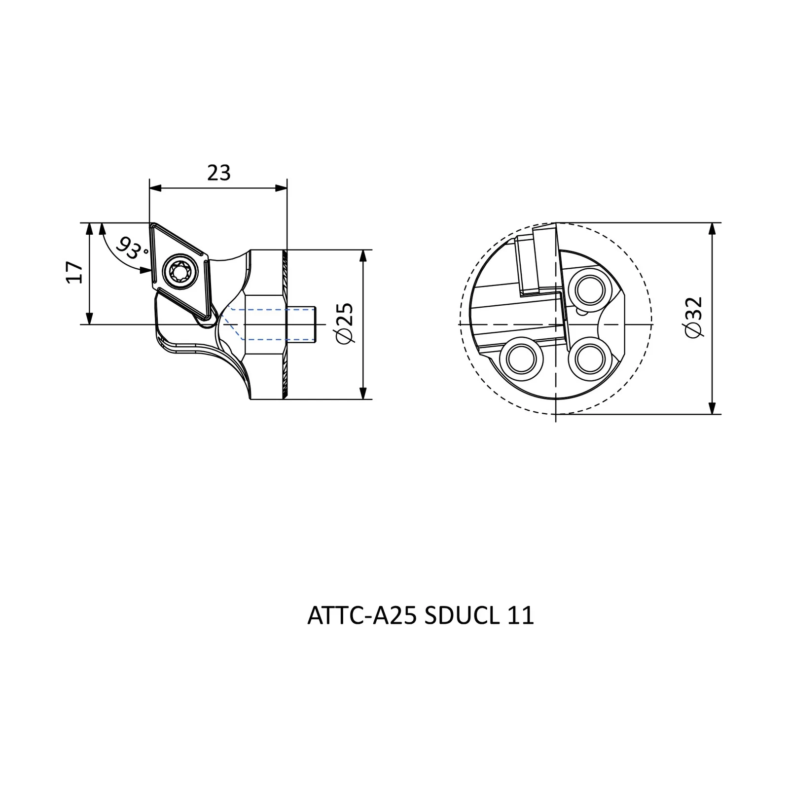 ATTC-A25 SDUCL 11 &mdash; dimensioned drawing