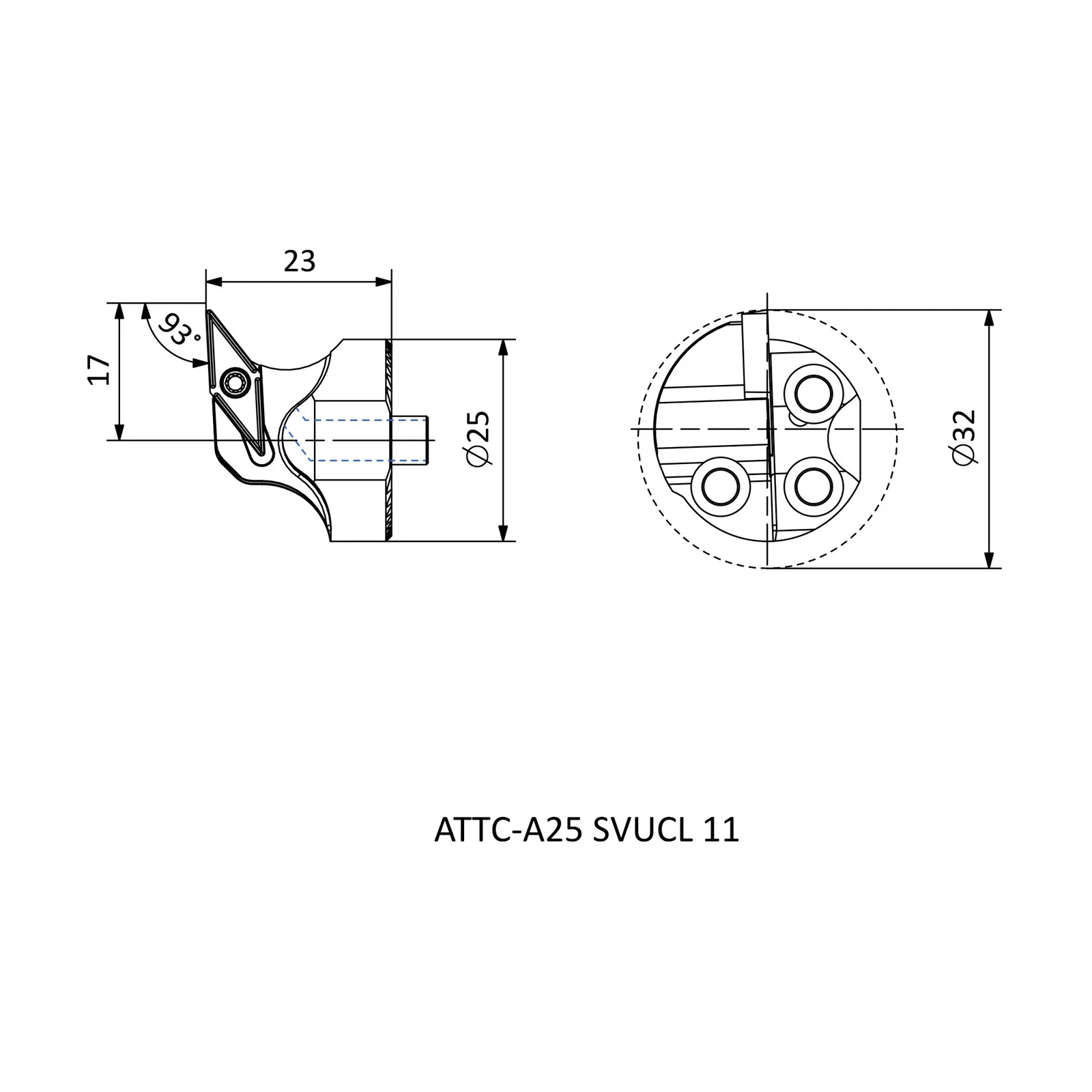ATTC-A25 SVUCL 11 &mdash; dimensioned drawing