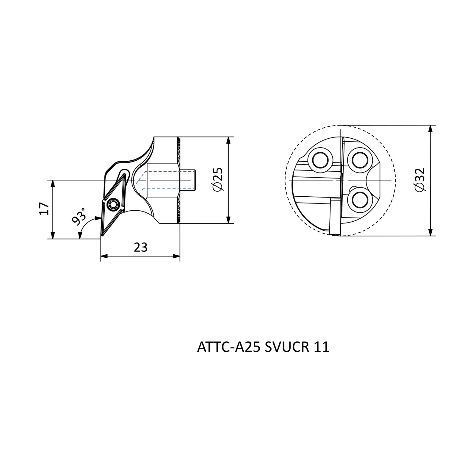 ATTC-A25 SVUCR 11 &mdash; dimensioned drawing