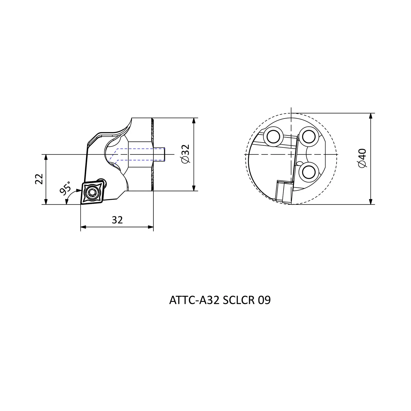 ATTC-A32 SCLCR 09 &mdash; dimensioned drawing