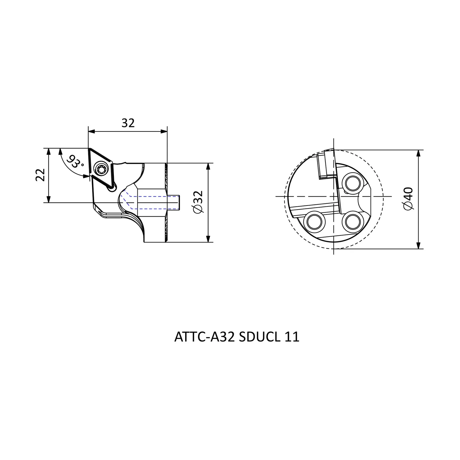 ATTC-A32 SDUCL 11 &mdash; dimensioned drawing