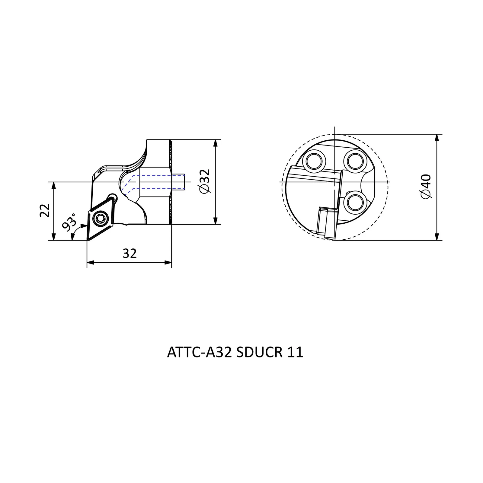 ATTC-A32 SDUCR 11 &mdash; dimensioned drawing