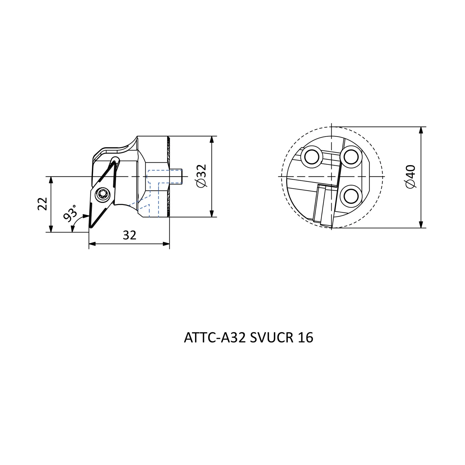 ATTC-A32 SVUCR 16 &mdash; dimensioned drawing