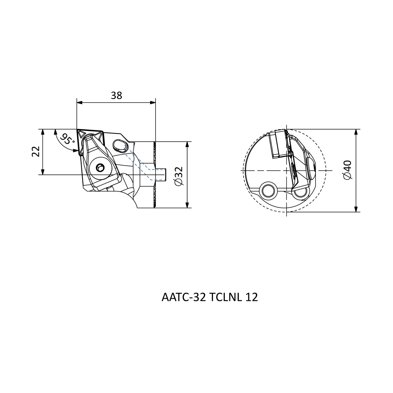 ATTC-A32 TCLNL 12 &mdash; dimensioned drawing