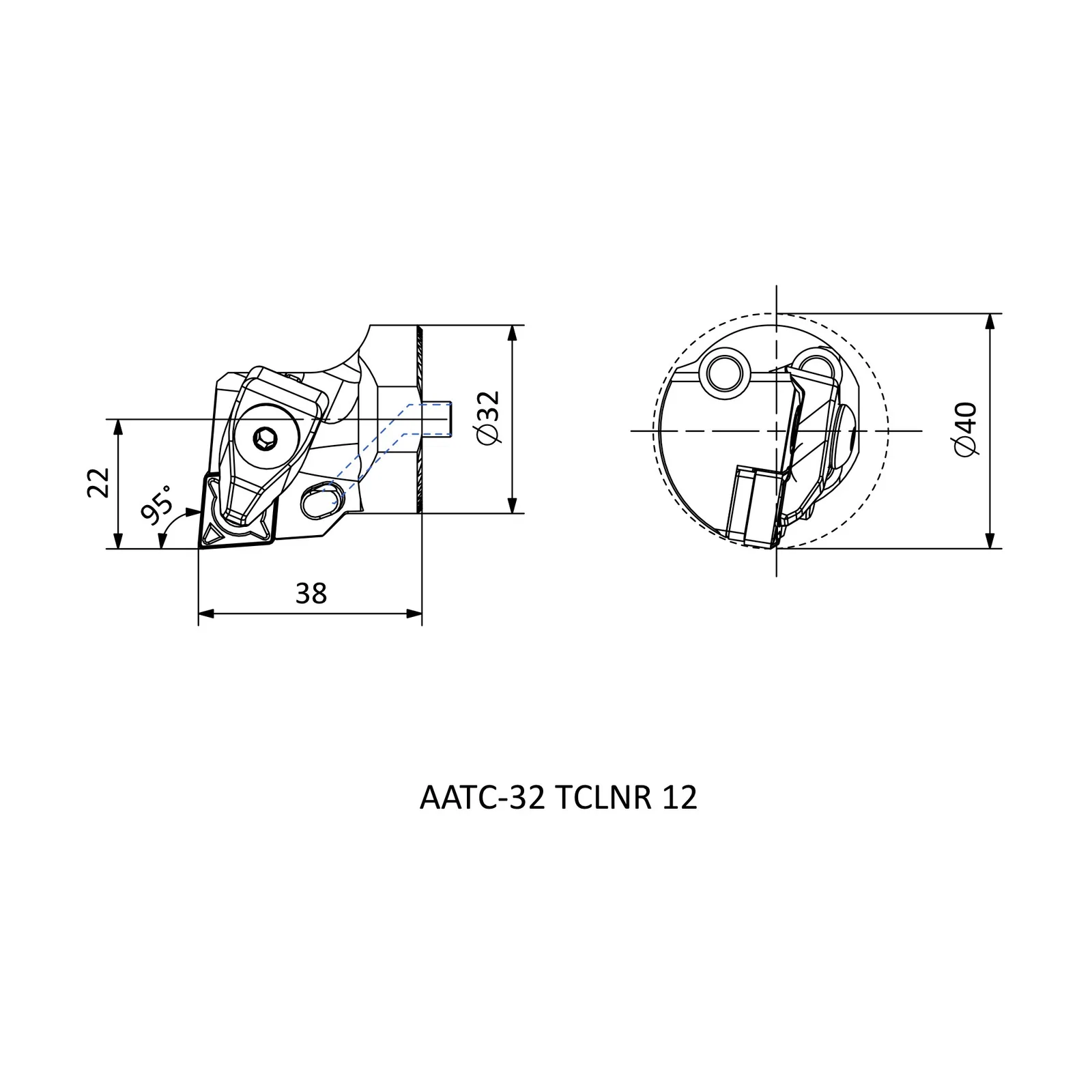 ATTC-A32 TCLNR 12 &mdash; dimensioned drawing