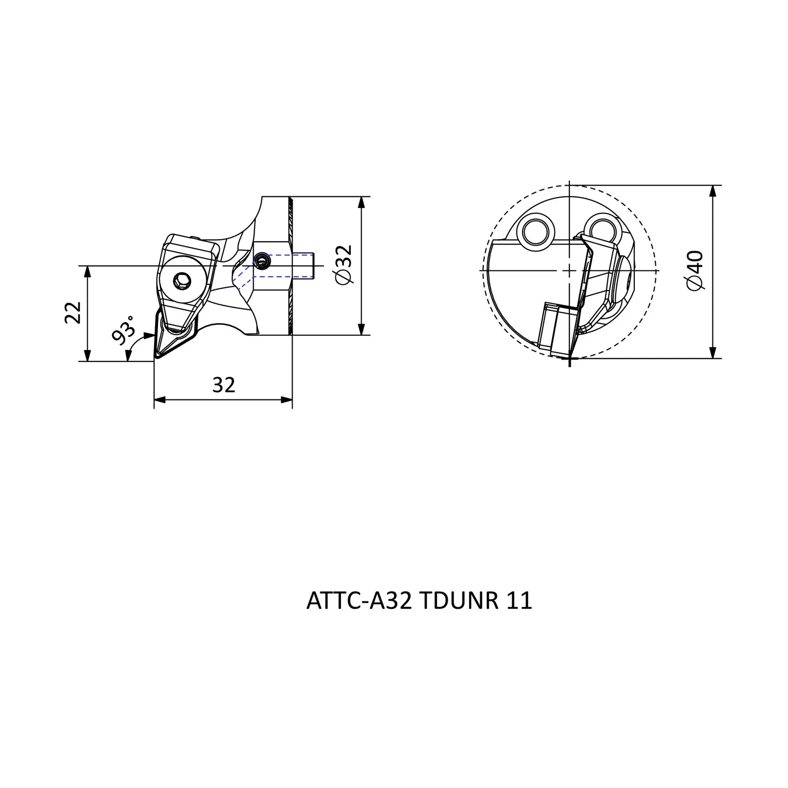 ATTC-A32 TDUNR 11 &mdash; dimensioned drawing