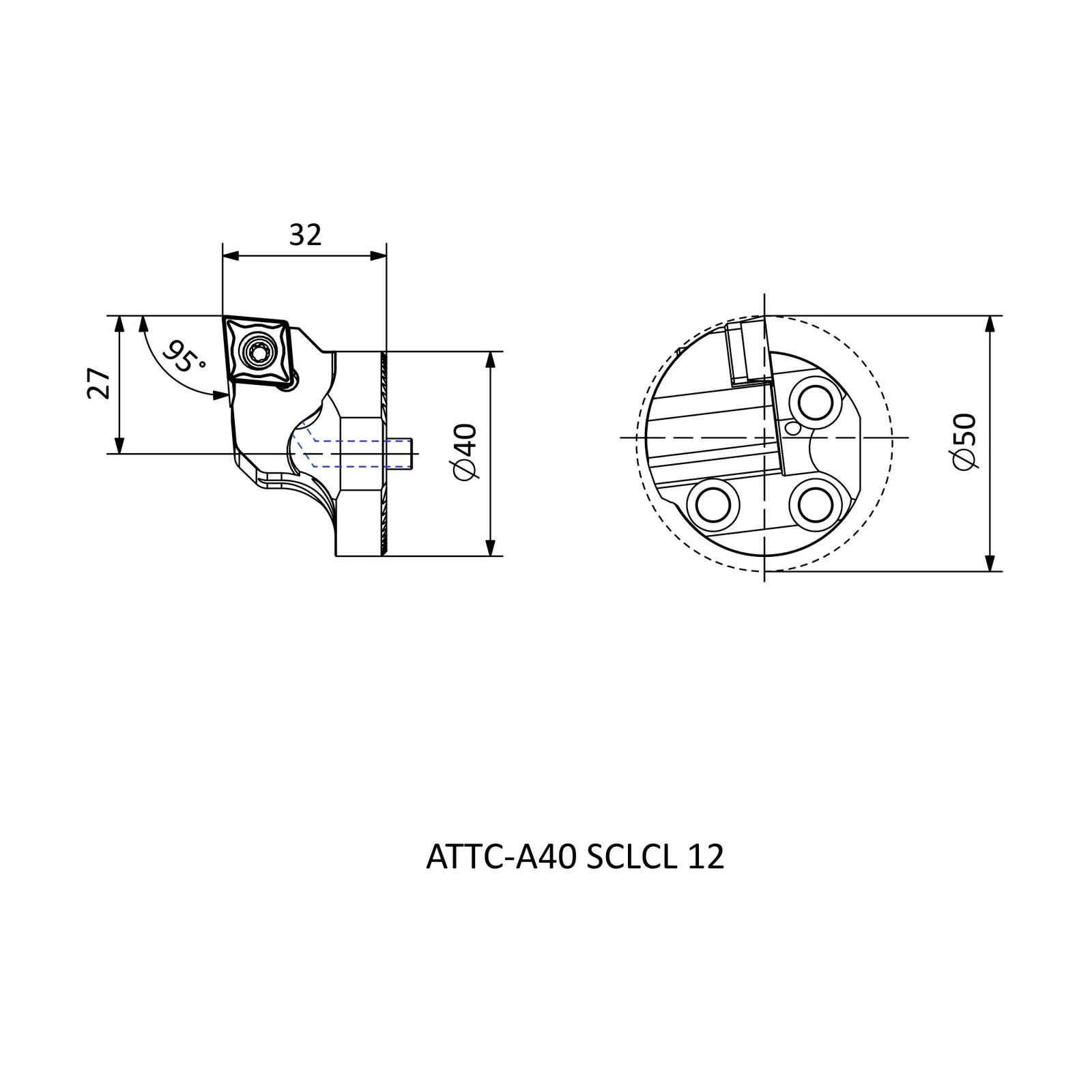 ATTC-A40 SCLCL 12 &mdash; dimensioned drawing