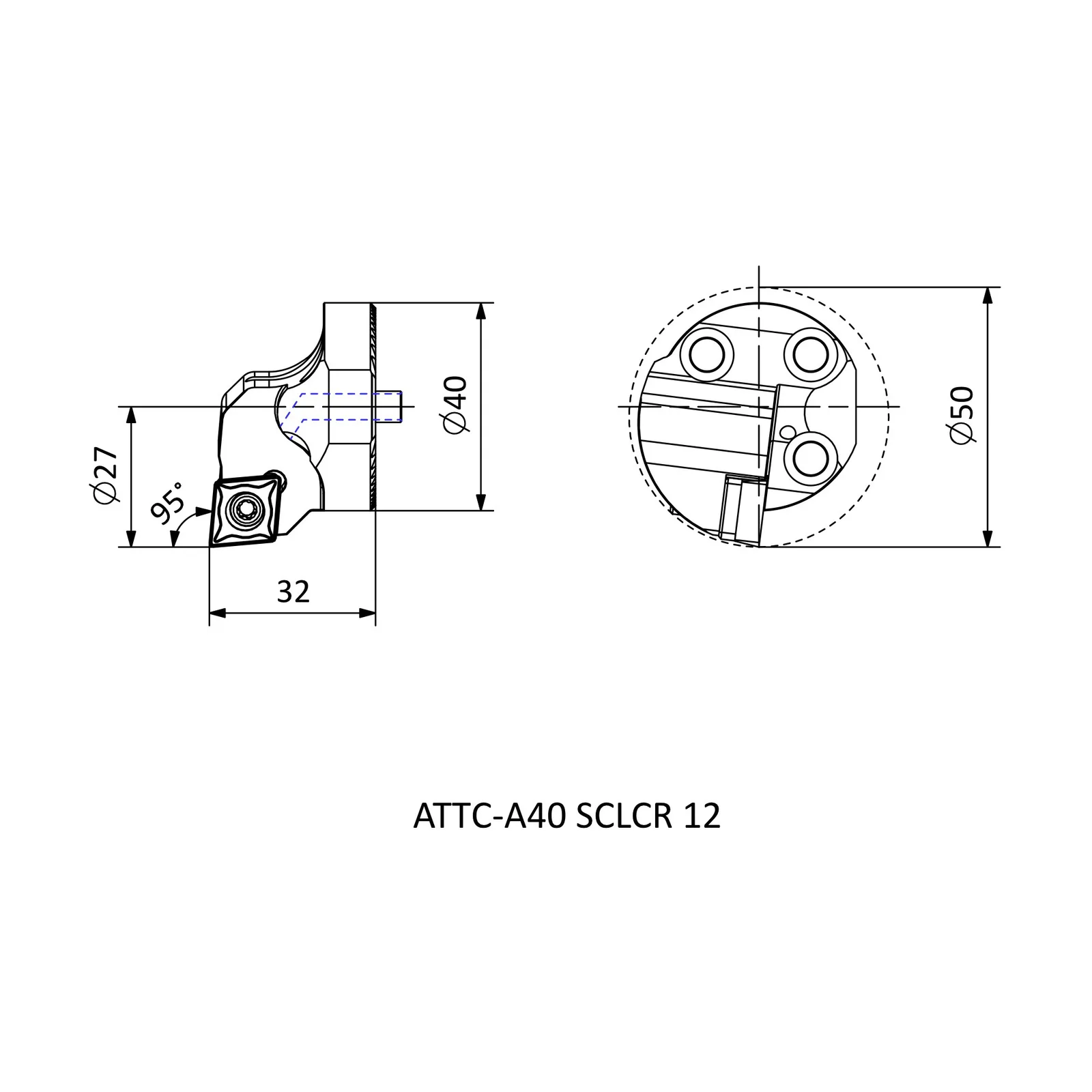 ATTC-A40 SCLCR 12 &mdash; dimensioned drawing