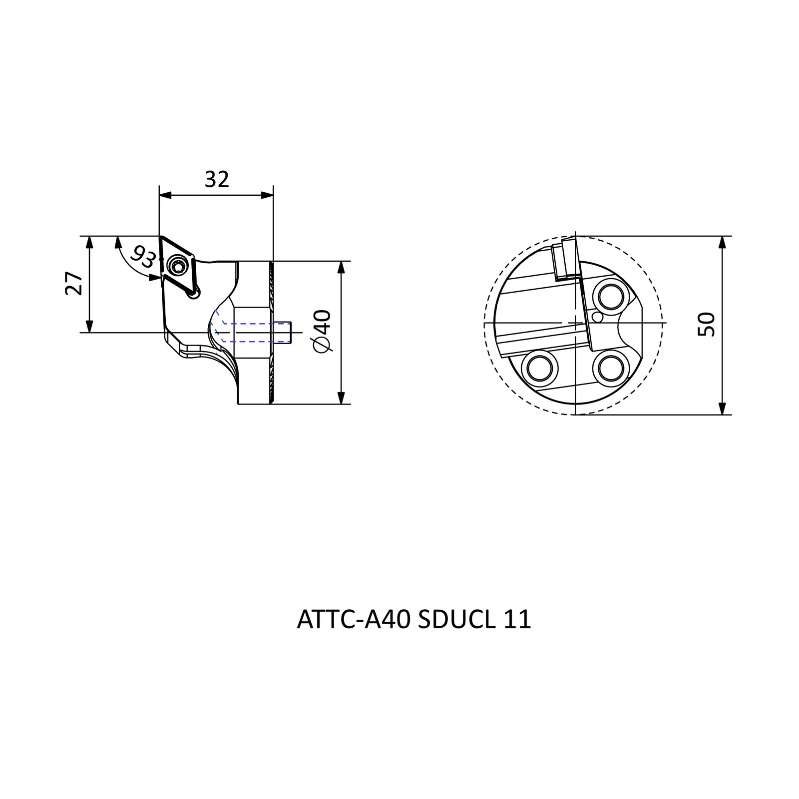 ATTC-A40 SDUCL 11 &mdash; dimensioned drawing