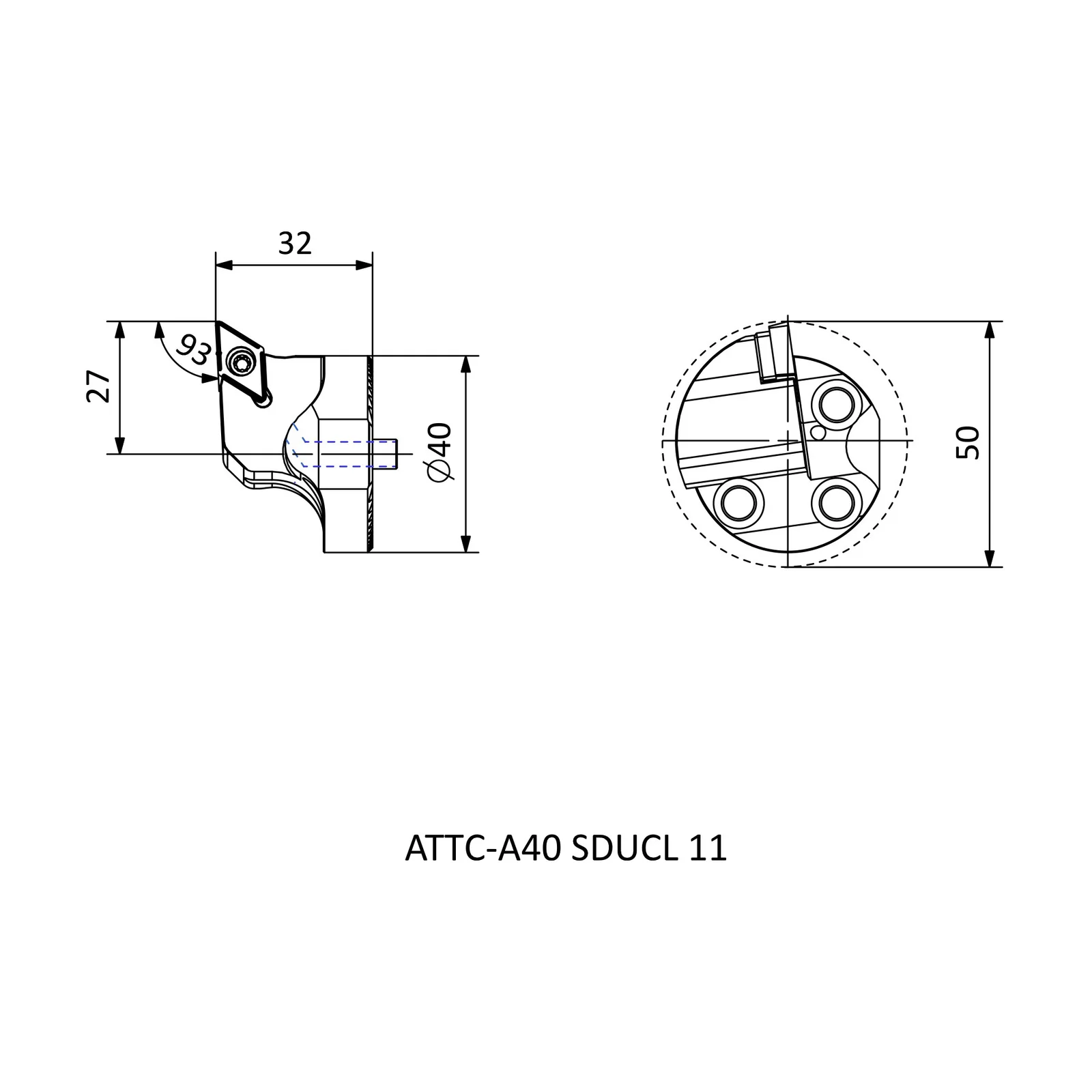 ATTC-A40 SDUCR 11 &mdash; dimensioned drawing