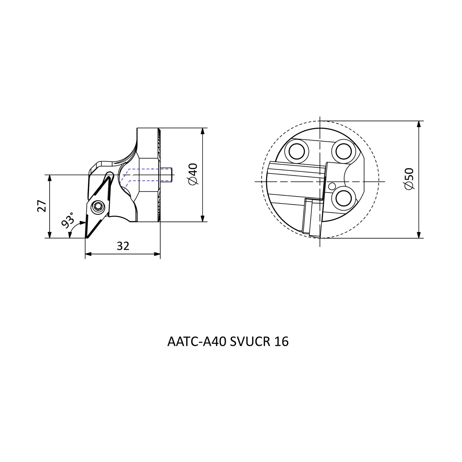 ATTC-A40 SVUCR 16 &mdash; dimensioned drawing