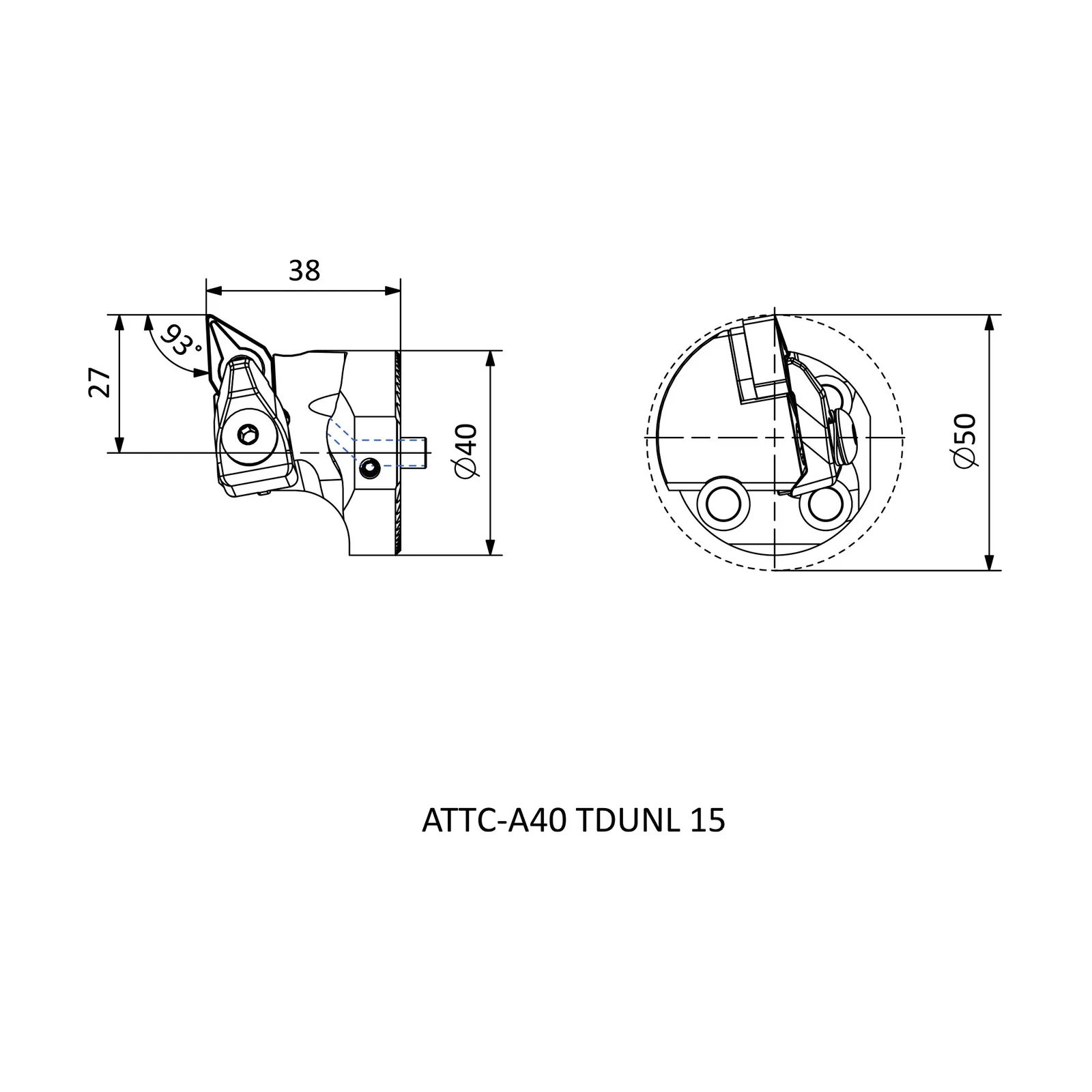 ATTC-A40 TDUNL 15 &mdash; dimensioned drawing