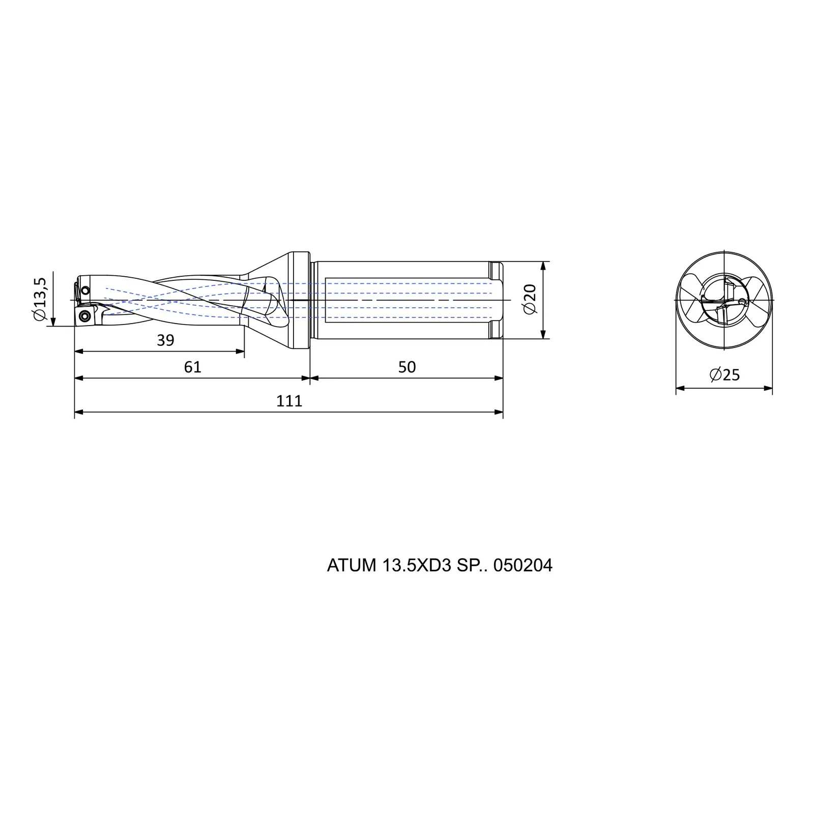 ATUM 13.5XD3 SP.. 050204 &mdash; dimensioned drawing