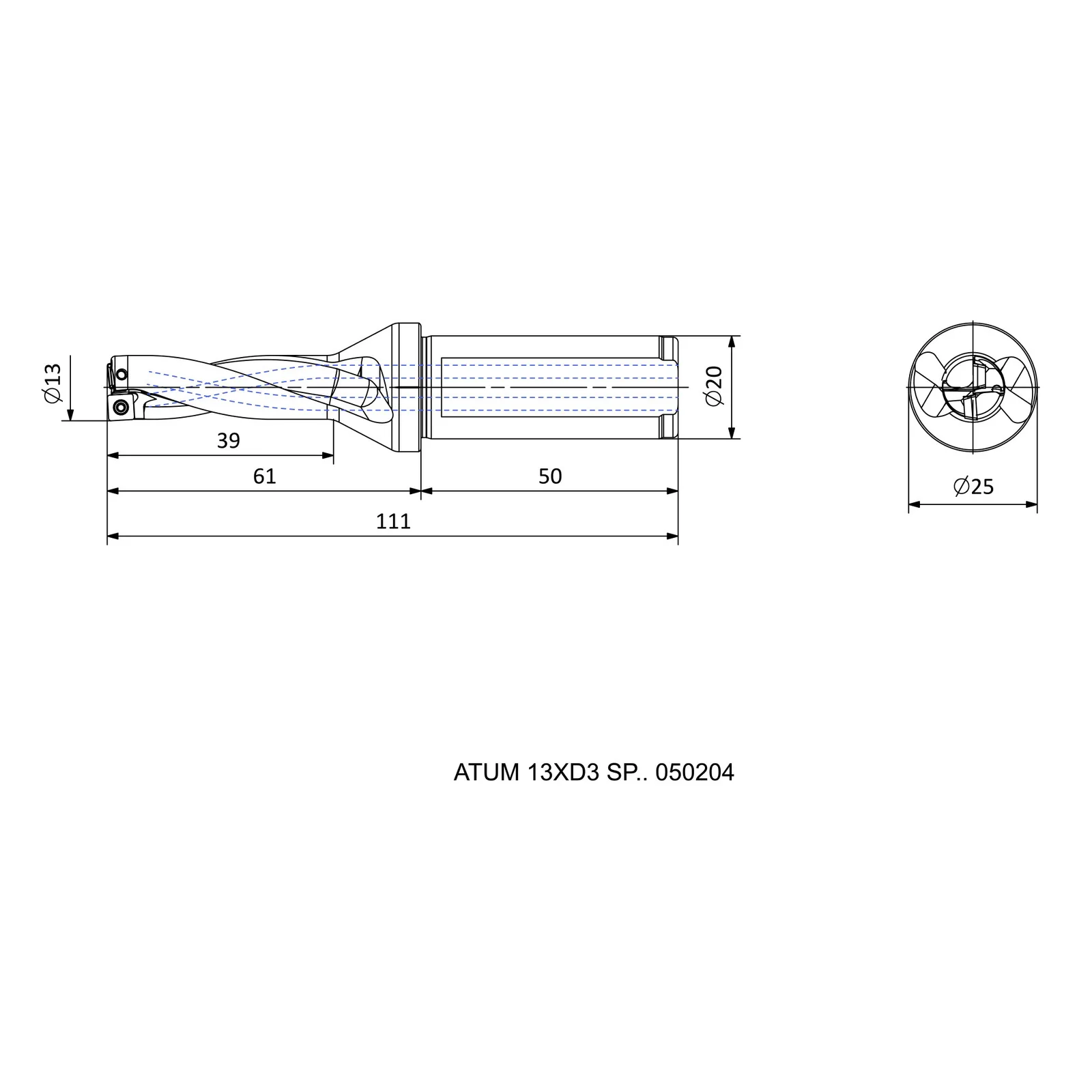 ATUM 13XD3 SP.. 050204 &mdash; dimensioned drawing