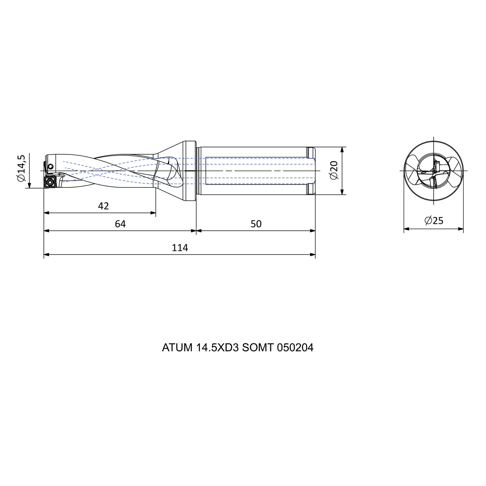ATUM 14.5XD3 SOMT 050204 &mdash; dimensioned drawing