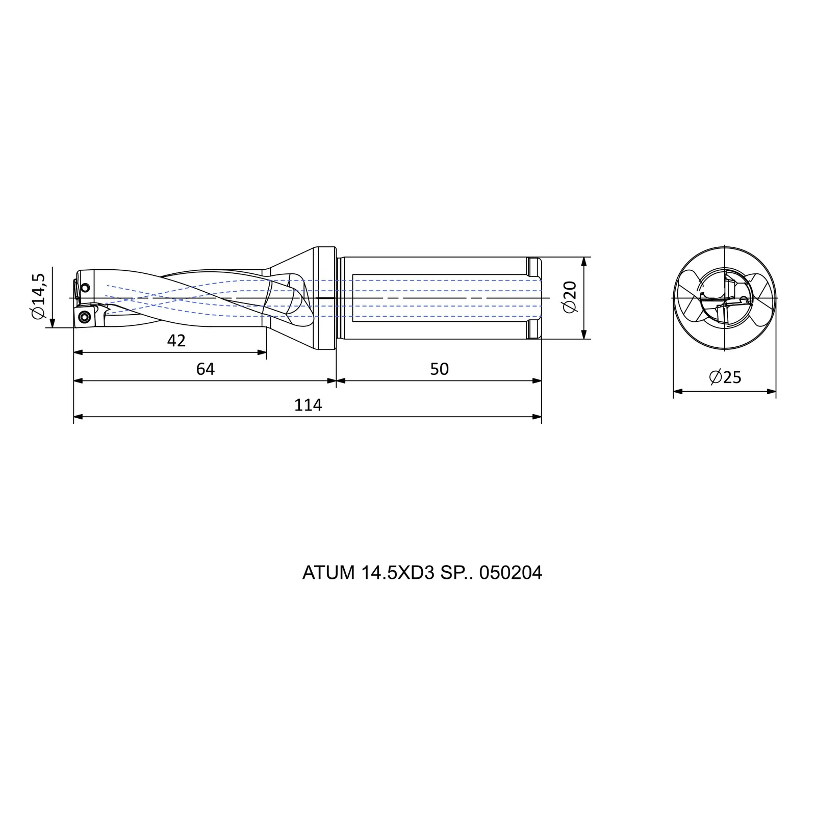 ATUM 14.5XD3 SP.. 050204 &mdash; dimensioned drawing