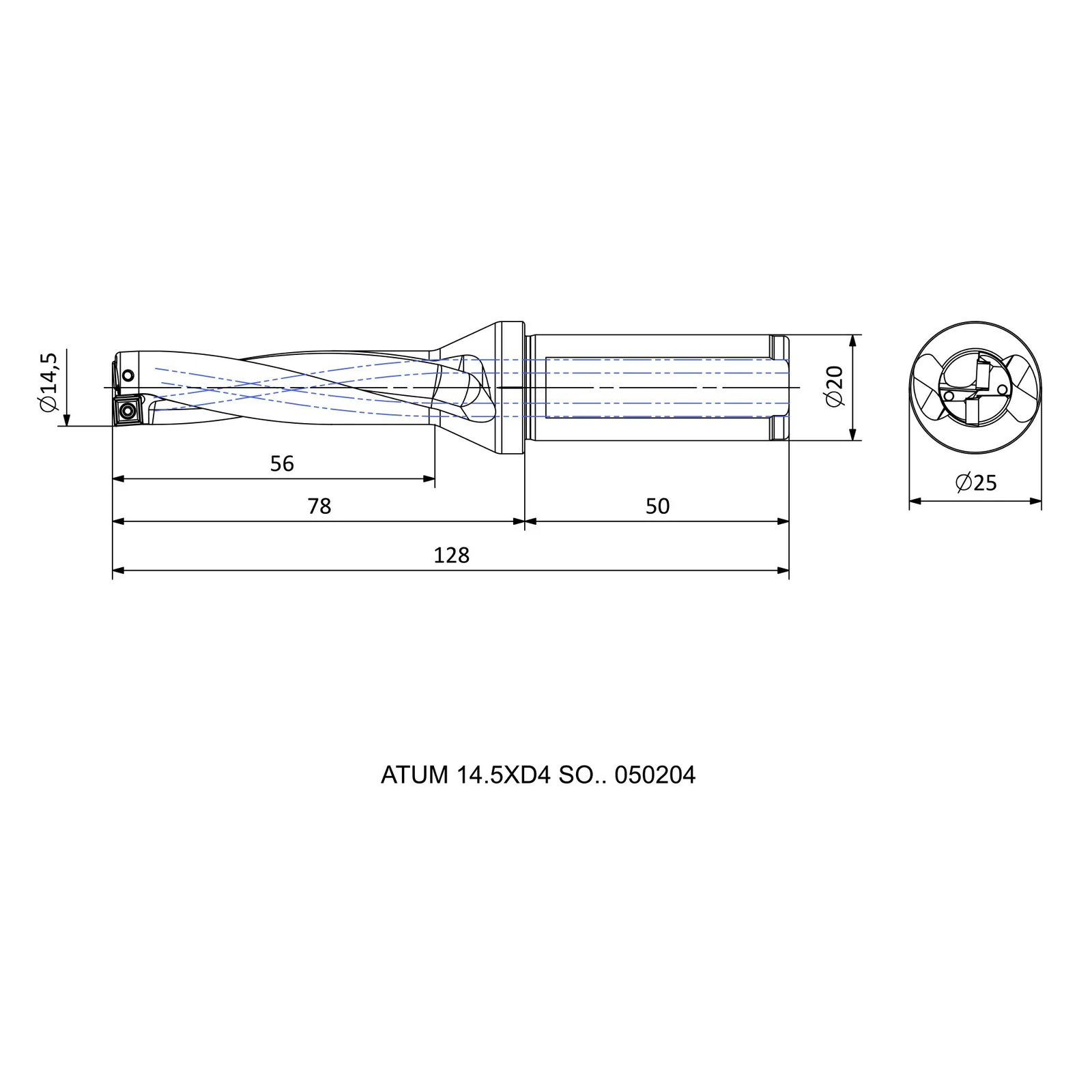 ATUM 14.5XD4 SO.. 050204 &mdash; dimensioned drawing