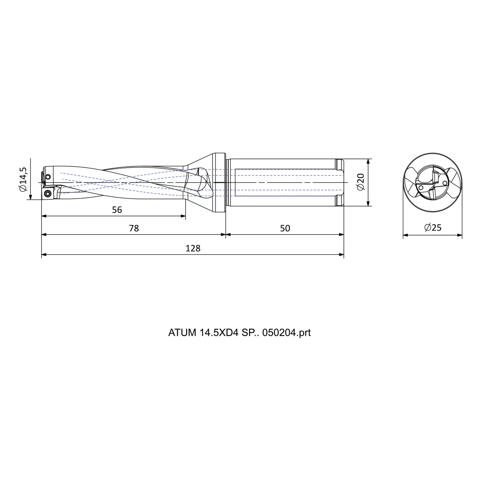 ATUM 14.5XD4 SP.. 050204 &mdash; dimensioned drawing